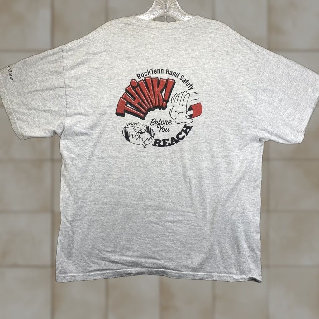 Gildan VINTAGE Gildan Safety T-Shirt Unisex Size XL Graphic Print Bear Trap RockTenn Work 90s Y2K College Size US XL / EU 56 / 4 - 1 Thumbnail