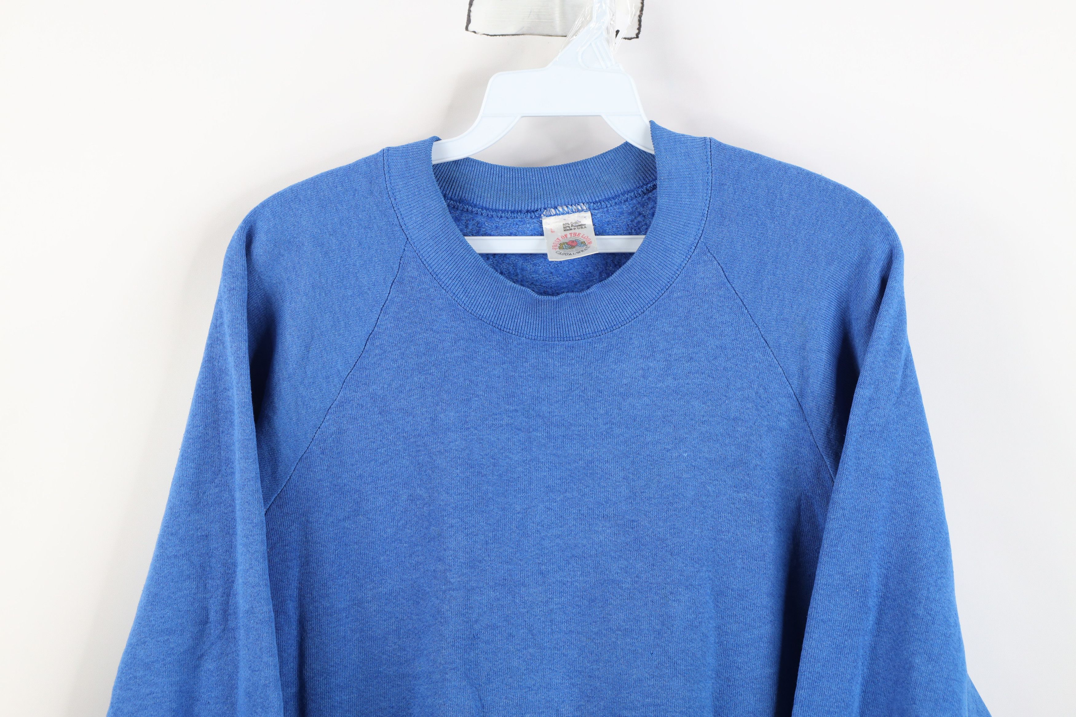 Vintage Vintage 90s Streetwear Blank Crewneck Sweatshirt Blue USA Size L / US 10 / IT 46 - 2 Thumbnail
