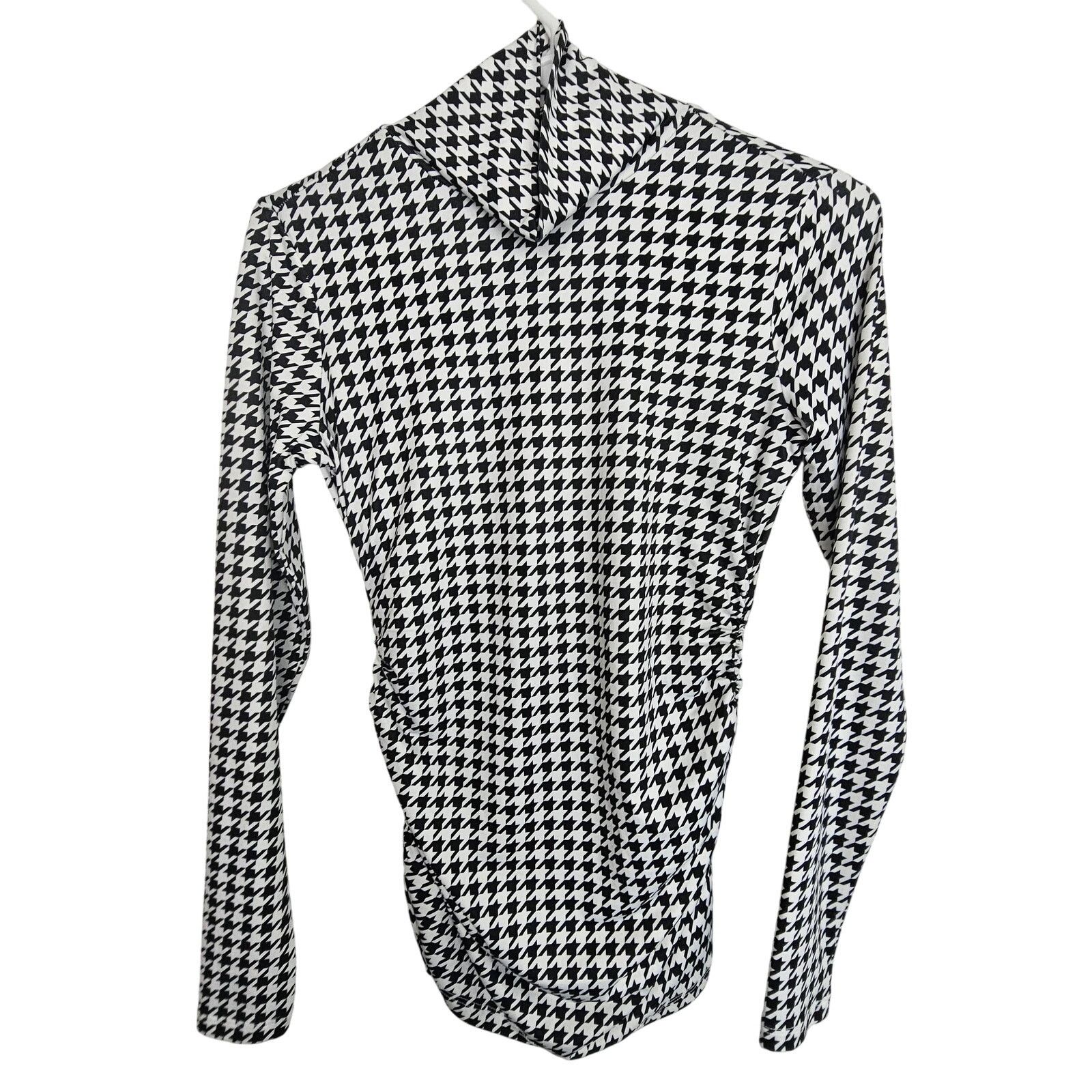 Boston Proper Boston Proper Blouse Turtleneck Black White Houndstooth XXS Size XXS / US 00 / IT 34 - 1 Thumbnail