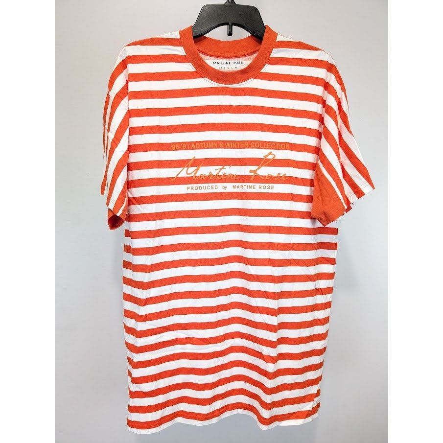 Martine Rose o1rshd1 Oversized Stripe Tee in Orange/White Size US M / EU 48-50 / 2 - 2 Thumbnail