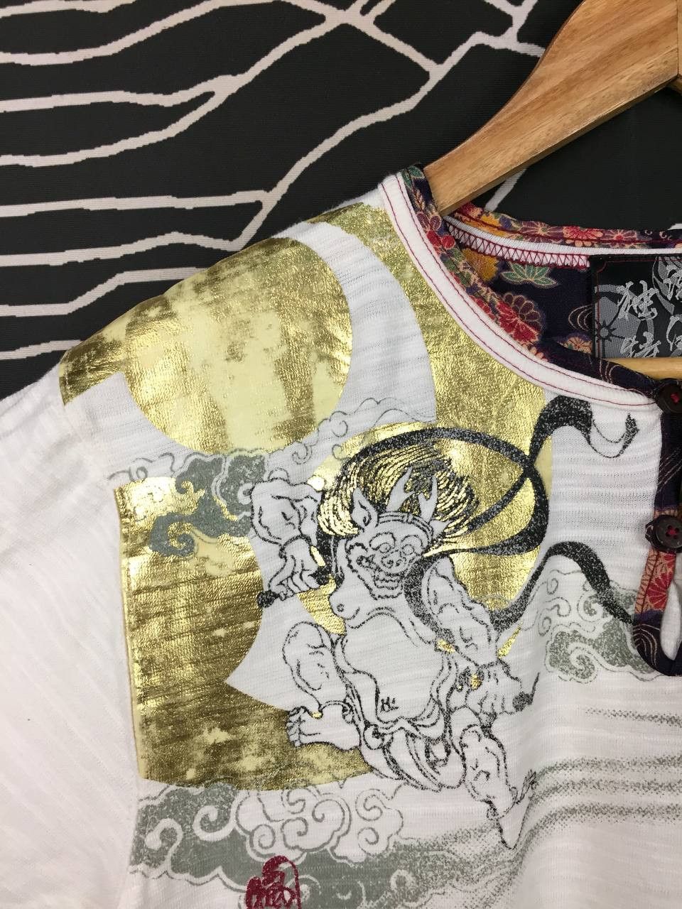 Japanese Brand Japanese Sukajan-Style Fujin Raijin Japan Mythological Tee Size US L / EU 52-54 / 3 - 4 Thumbnail
