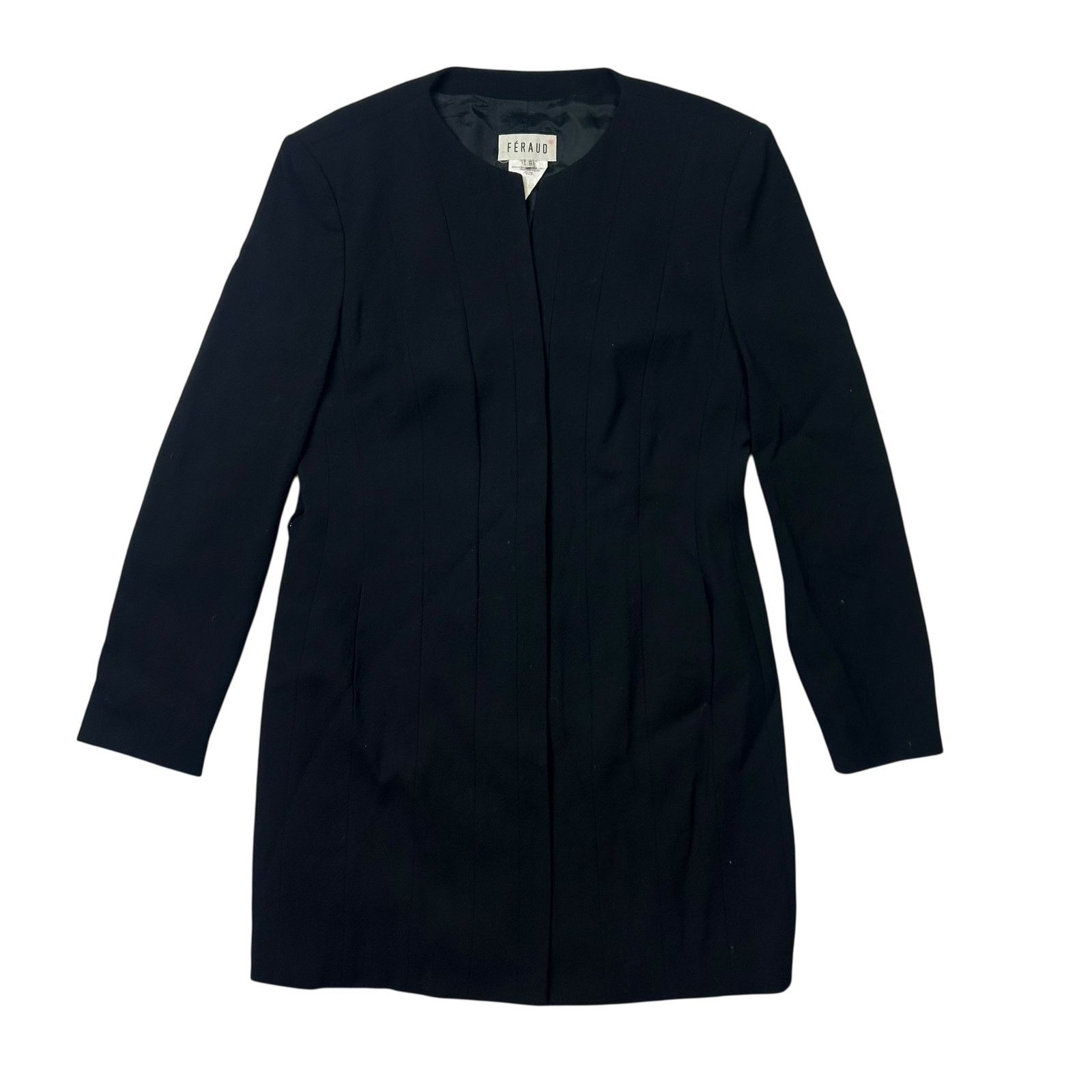 Vintage Black Louis Feraud Long Sleeve Women's Blazer Coat