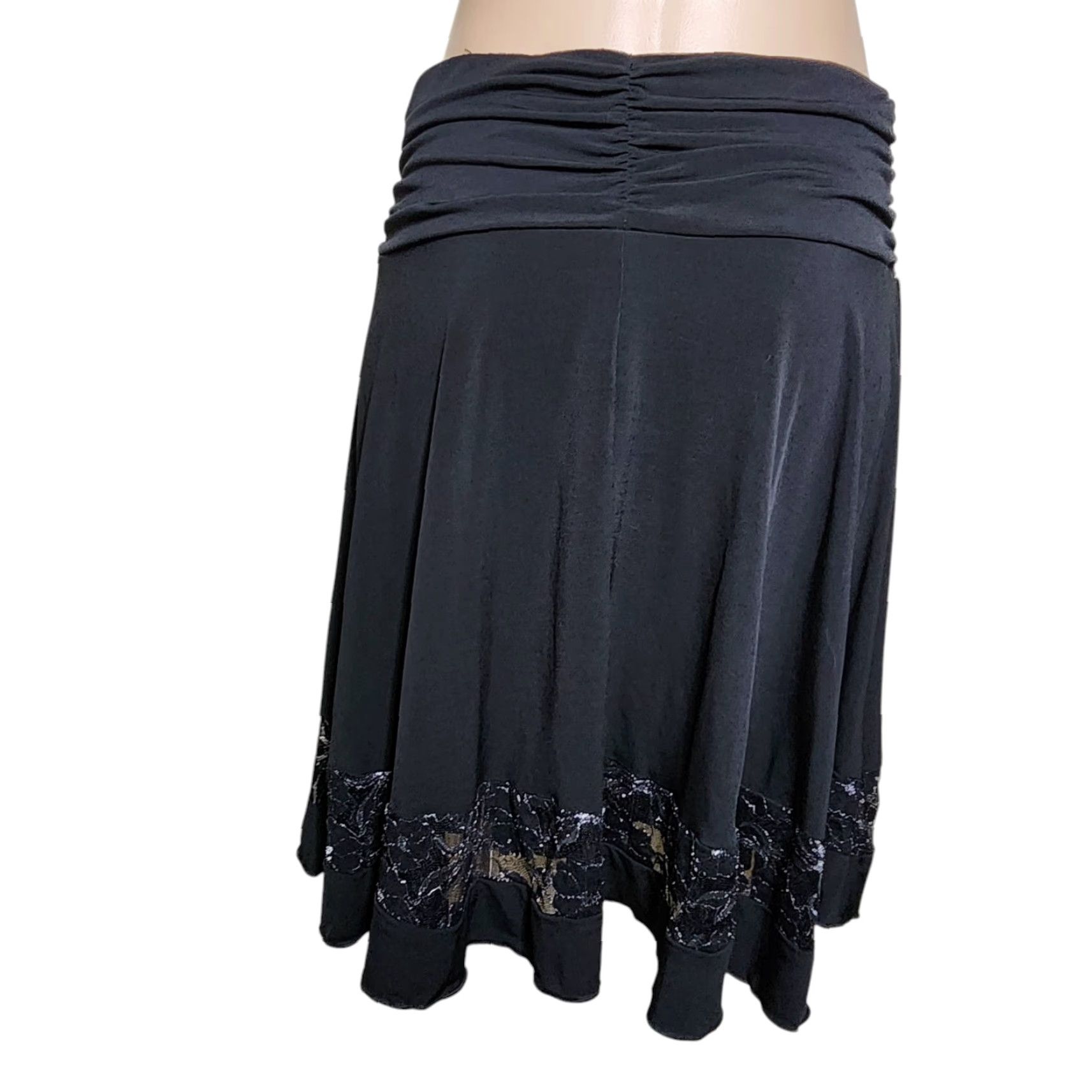 Vintage Joe Benbasset Skirt Women's Black Lace Pull-On Stretch Knee-Length Large Size 36" / US 14 / IT 50 - 5 Thumbnail