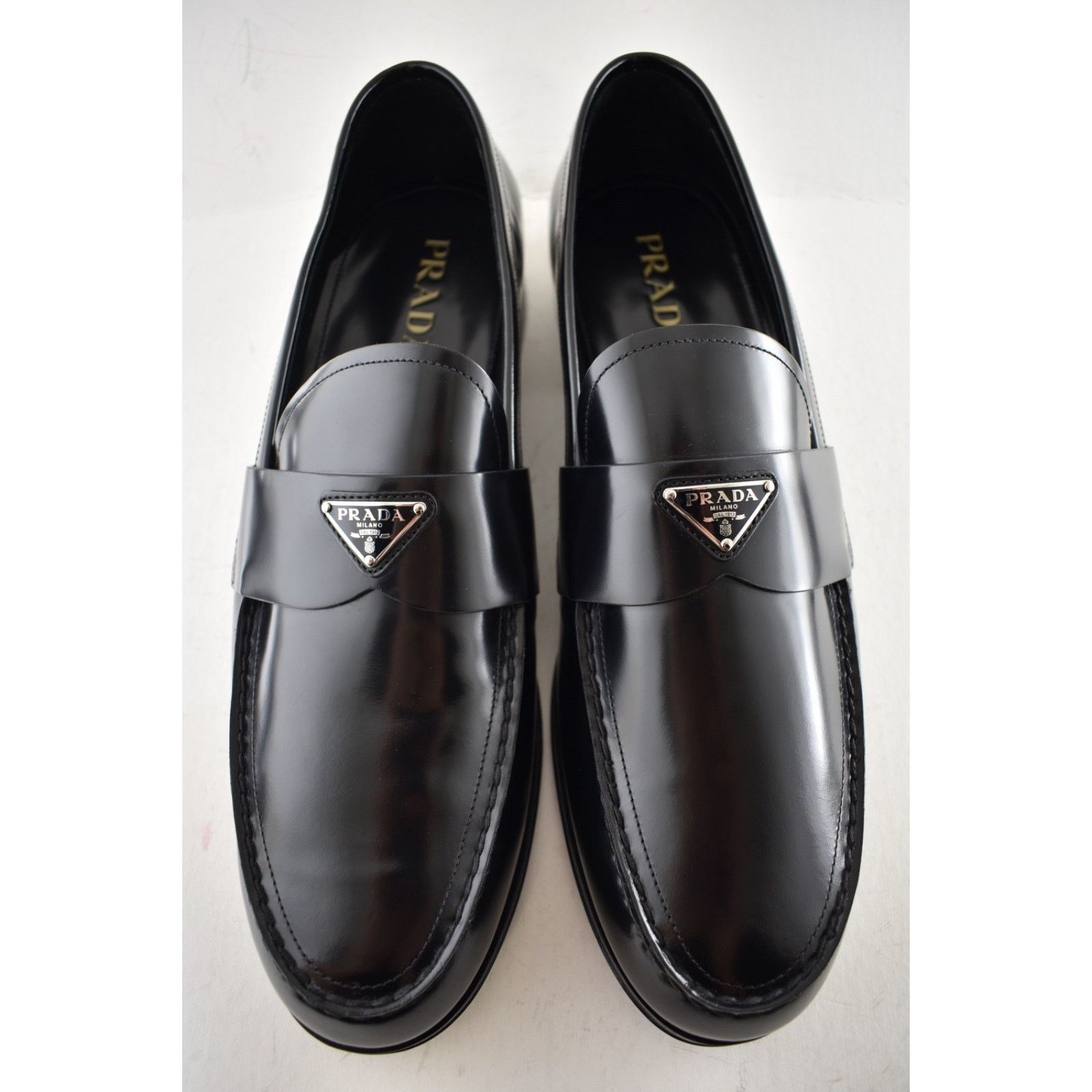 Prada Prada Black Brushed Leather Triangle Loafer US 13 Size US 13 / EU 46 - 10 Thumbnail