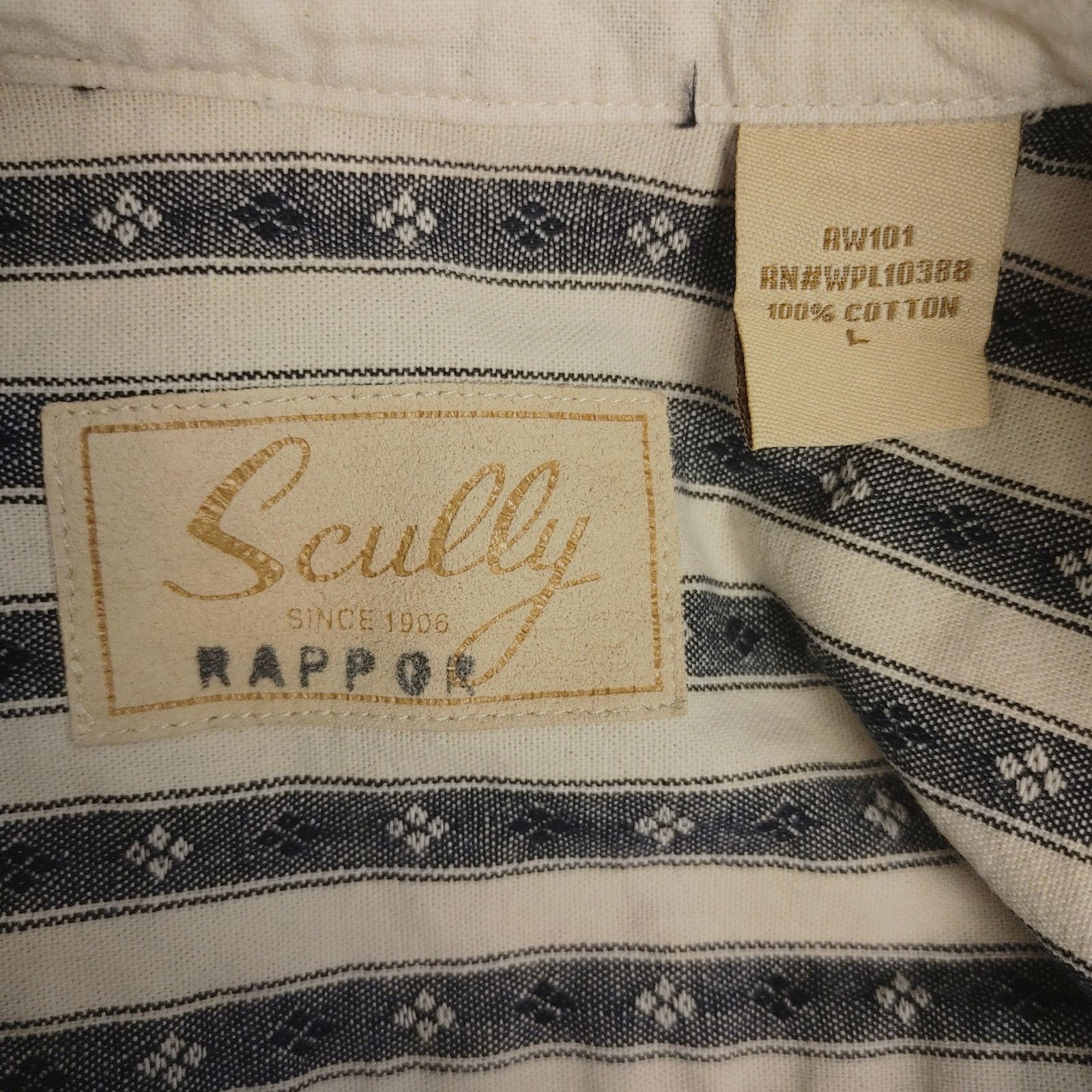 Other Scully Women's L White/Blue Stripe 3/4 Button Front Top Size L / US 10 / IT 46 - 3 Thumbnail