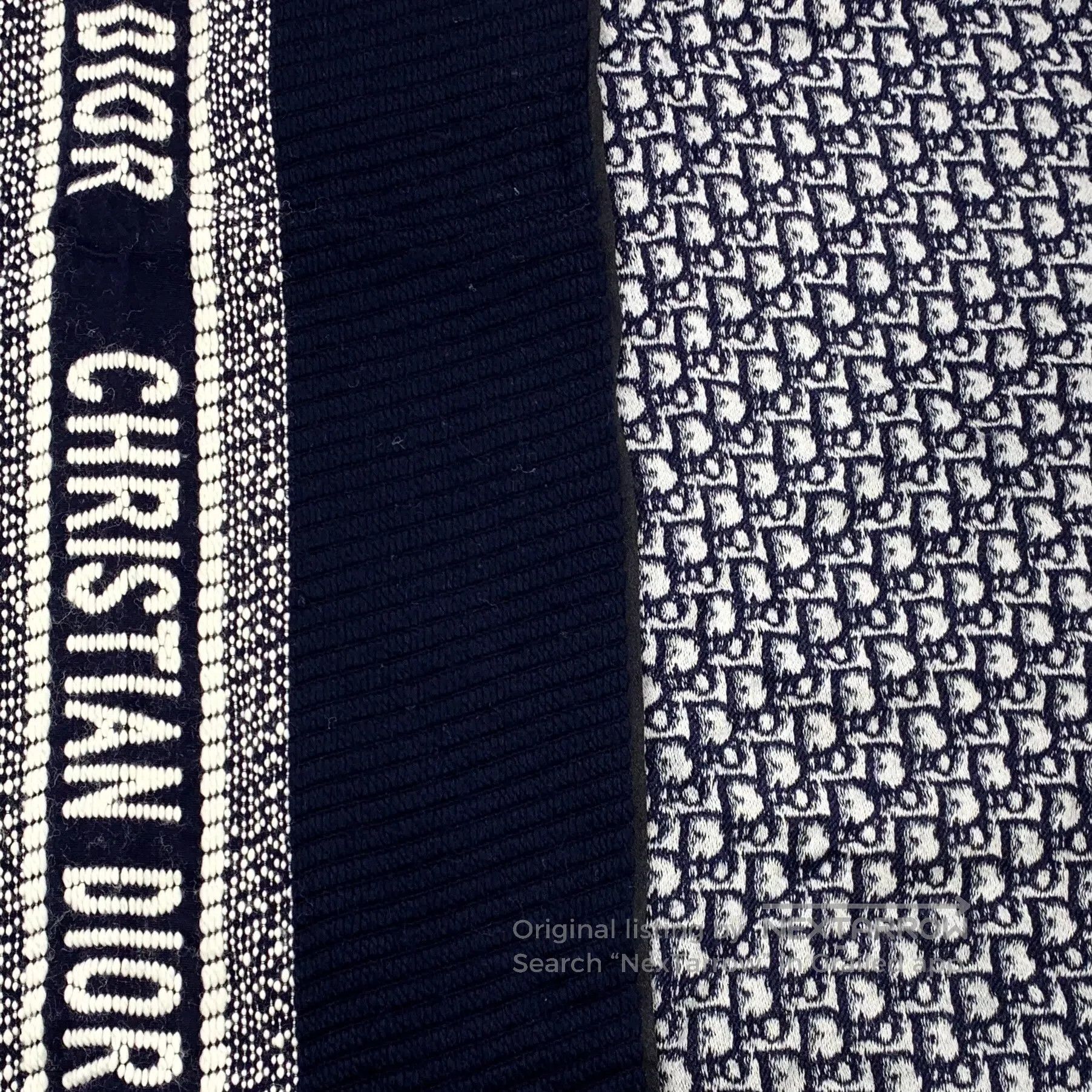 Dior Dior Color Blocked Logo Jacquard Monogram Wool Fringe Scar Size ONE SIZE - 7 Thumbnail