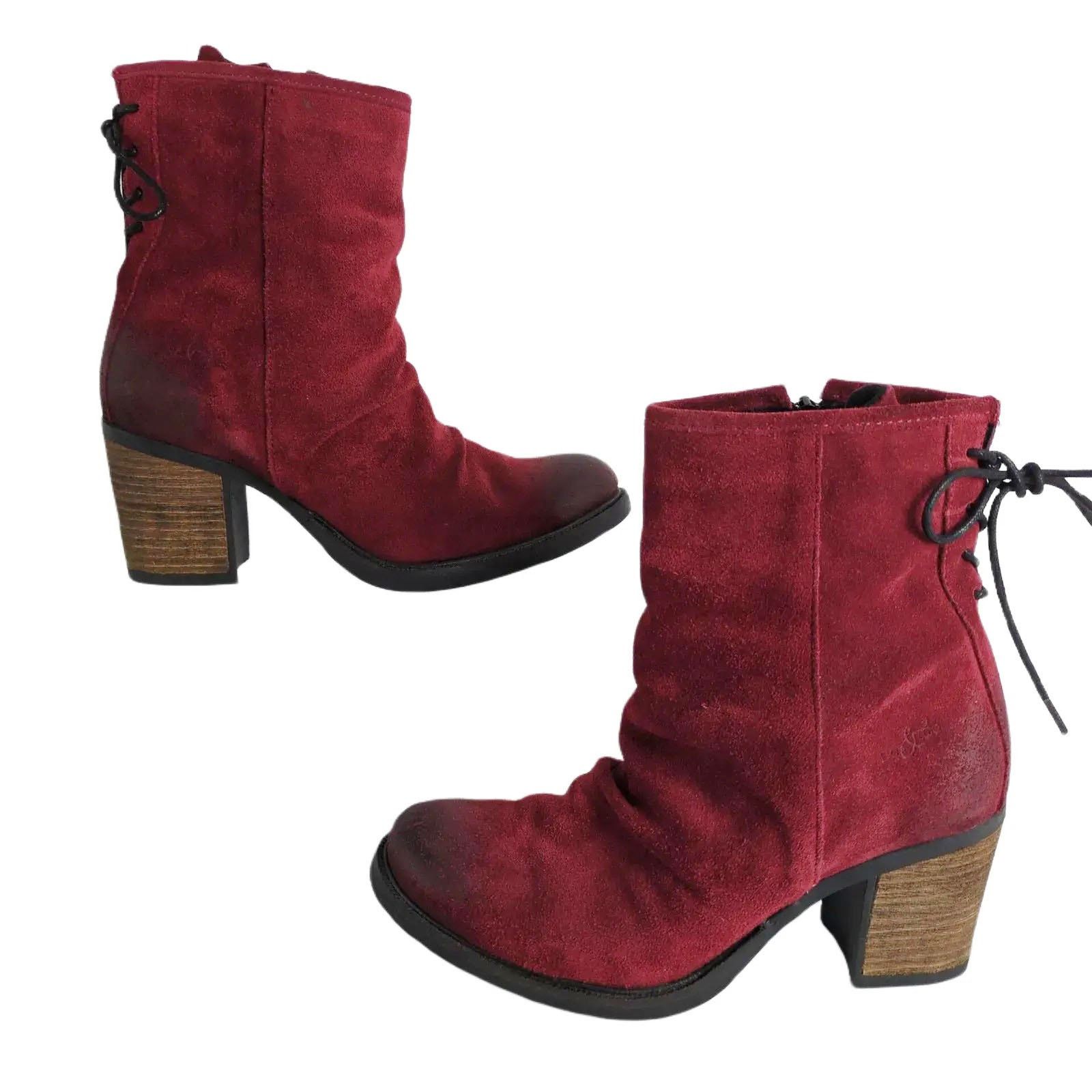 Other UK Bos & Co Barlow Women's 8 Red Suede Ankle Booties Size US 8 / IT 38 - 1 Thumbnail