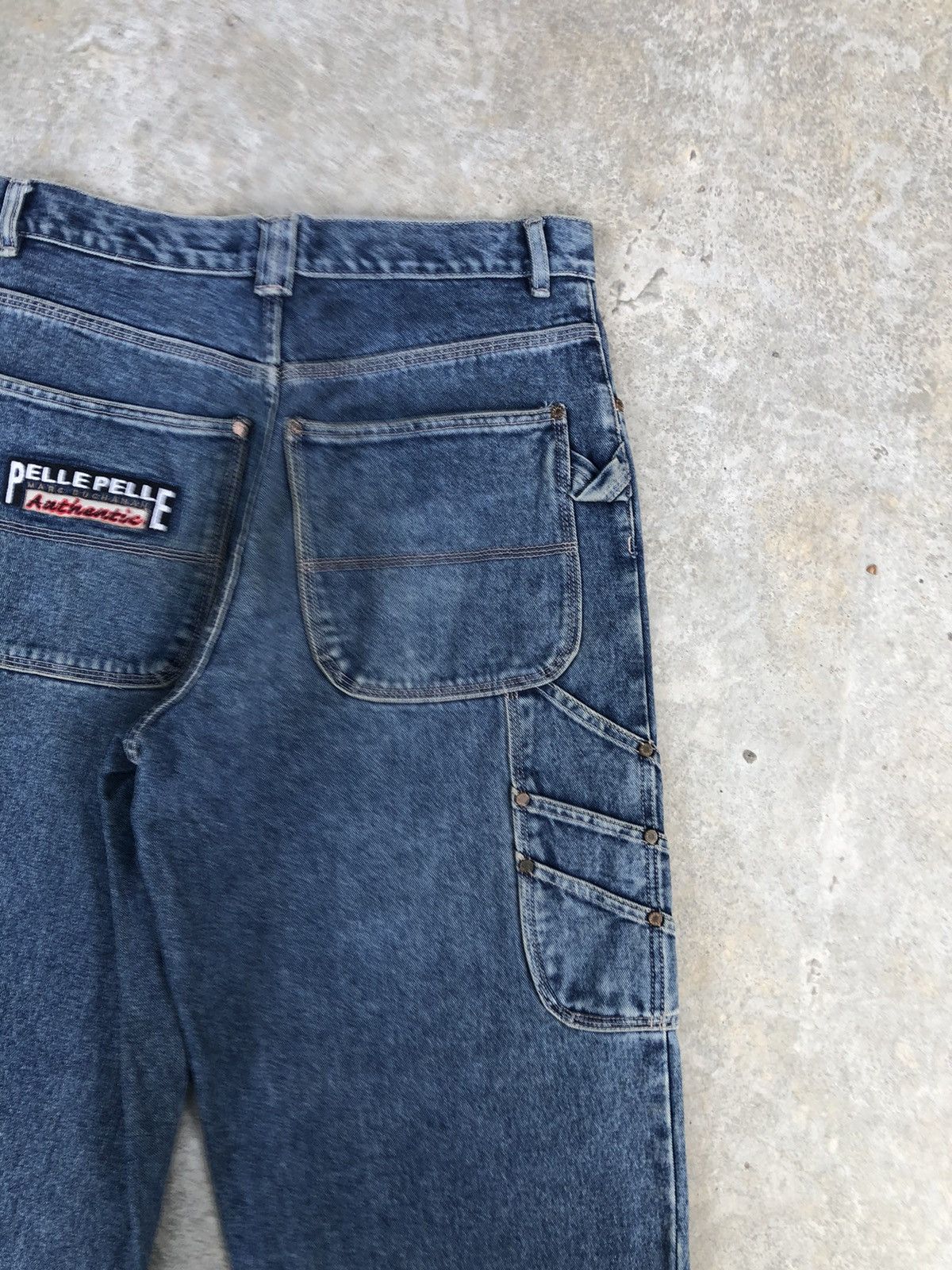Marc Buchanan Pelle Pelle Embroidered Logo Baggy Carpenter Distressed Size US 33 - 10 Thumbnail