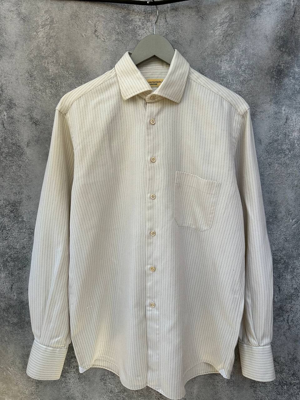 Pal Zileri Sartoriale Vintage Striped Button Up Shirt Beige