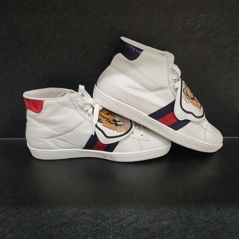 Gucci Gucci ACE High-Top Sneaker with Tiger Patch Size US 8 / EU 41 - 6 Thumbnail