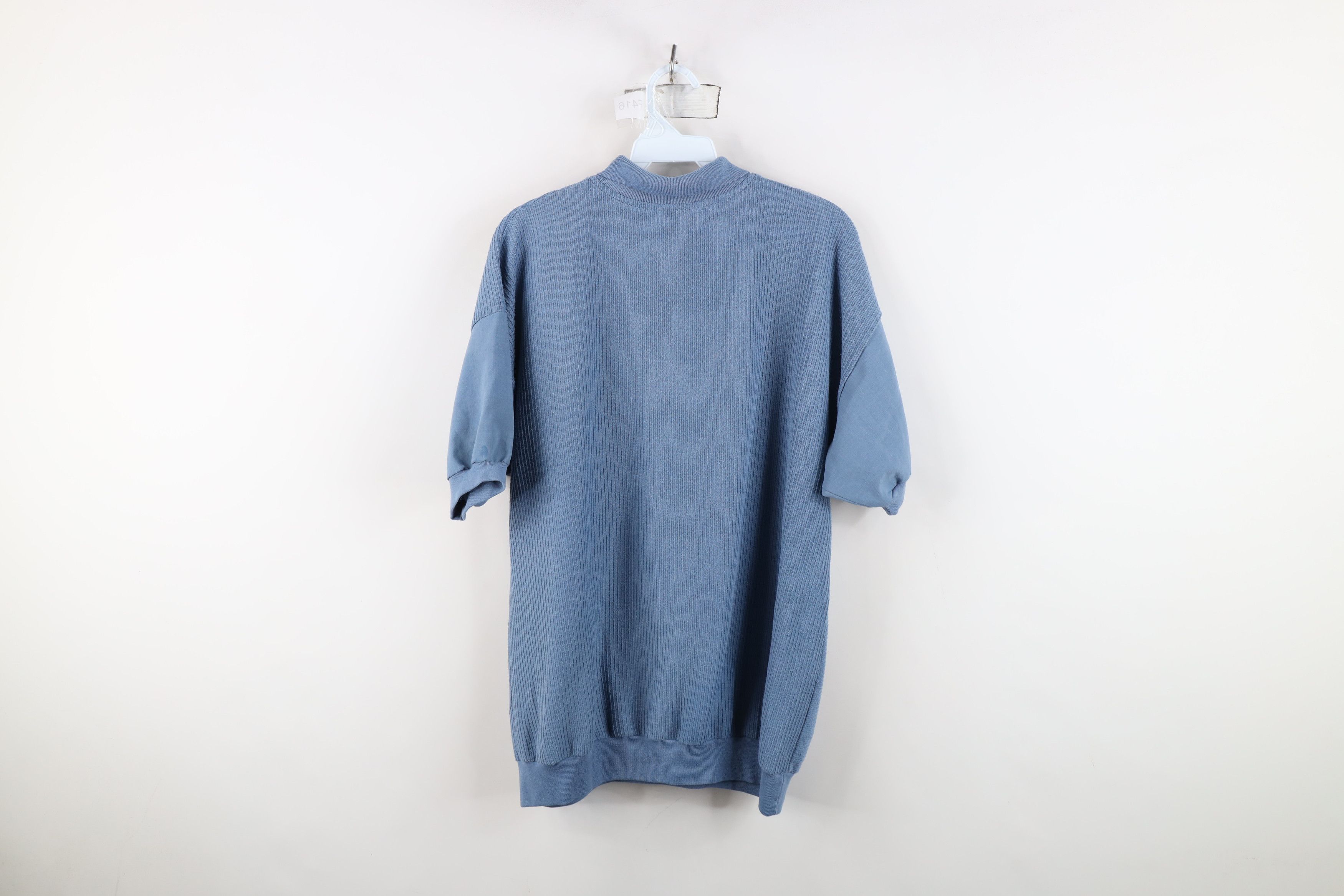 Vintage Vintage 90s Streetwear Ribbed Knit Pullover Polo Shirt Blue Size US XL / EU 56 / 4 - 11 Thumbnail
