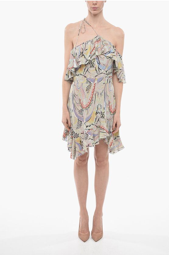 Image of Etro Printed Silk One-Shoulder Dress, Women's (Size Small)