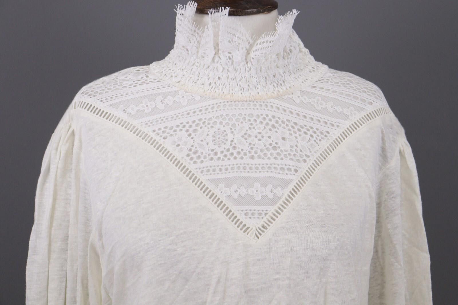 Designer Claudie Pierlot Teacher White Floral Blouse Shirt Size 3 Size M / US 6-8 / IT 42-44 - 2 Thumbnail