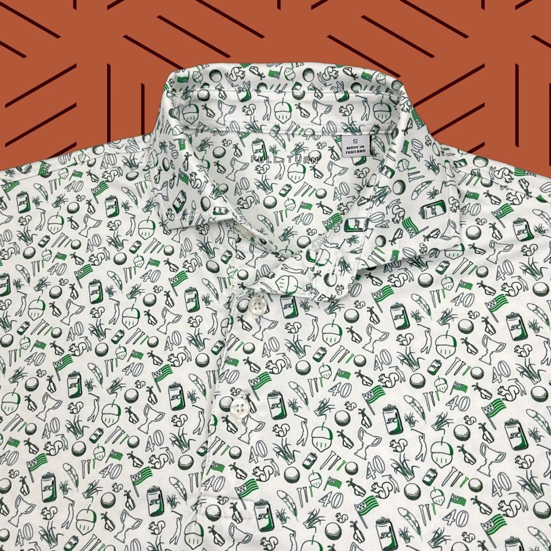 Vintage Full Turn Polo Shirt Mens S White Green AOP All Over Oakmont Golf Performance Polo Size US S / EU 44-46 / 1 - 1 Thumbnail