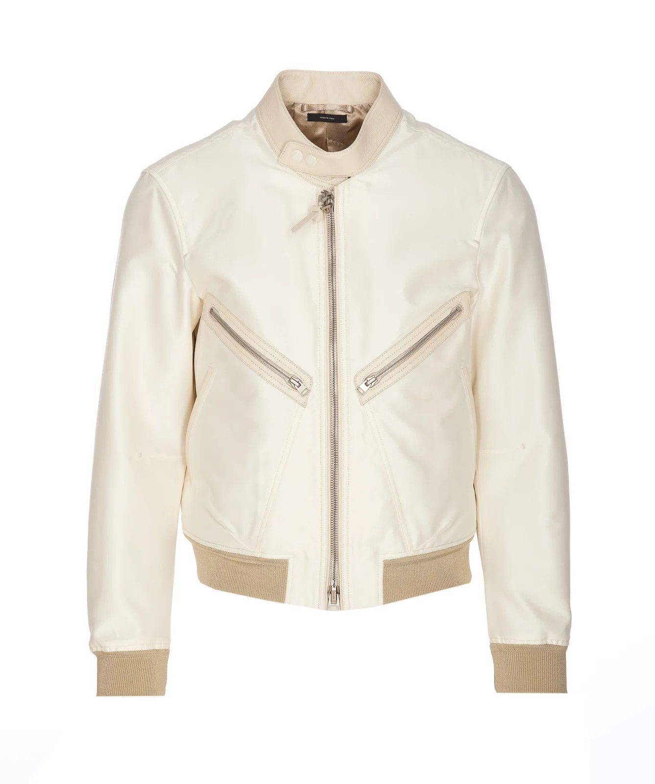 Tom Ford o1w1db10125 OBS027 Leather Jacket in Off White Size US L / EU 52-54 / 3 - 1 Thumbnail