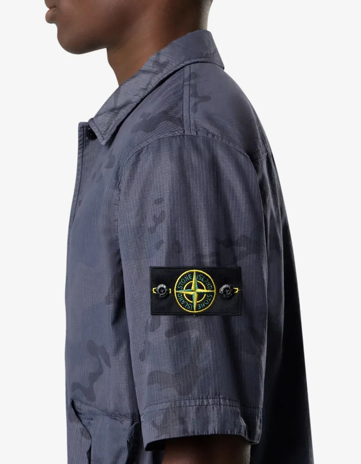 Stone Island Stone Island Blue Grey Faded Camo Ripstop-TC Shirt Size US M / EU 48-50 / 2 - 4 Thumbnail