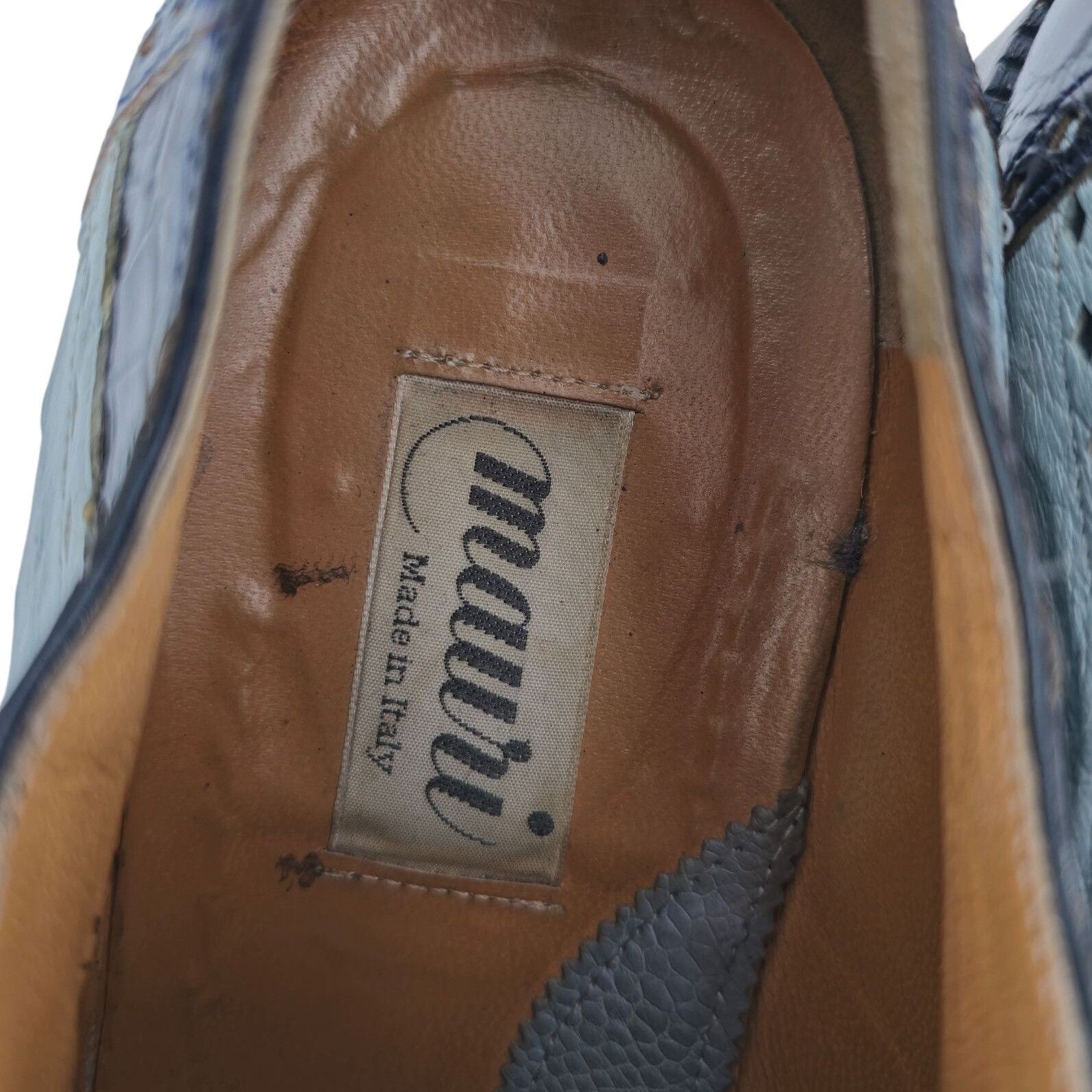 Mauri Vintage Mauri Exotic Alligator Ostrich Navy Blue Dress Shoes Size US 12 / EU 45 - 6 Thumbnail