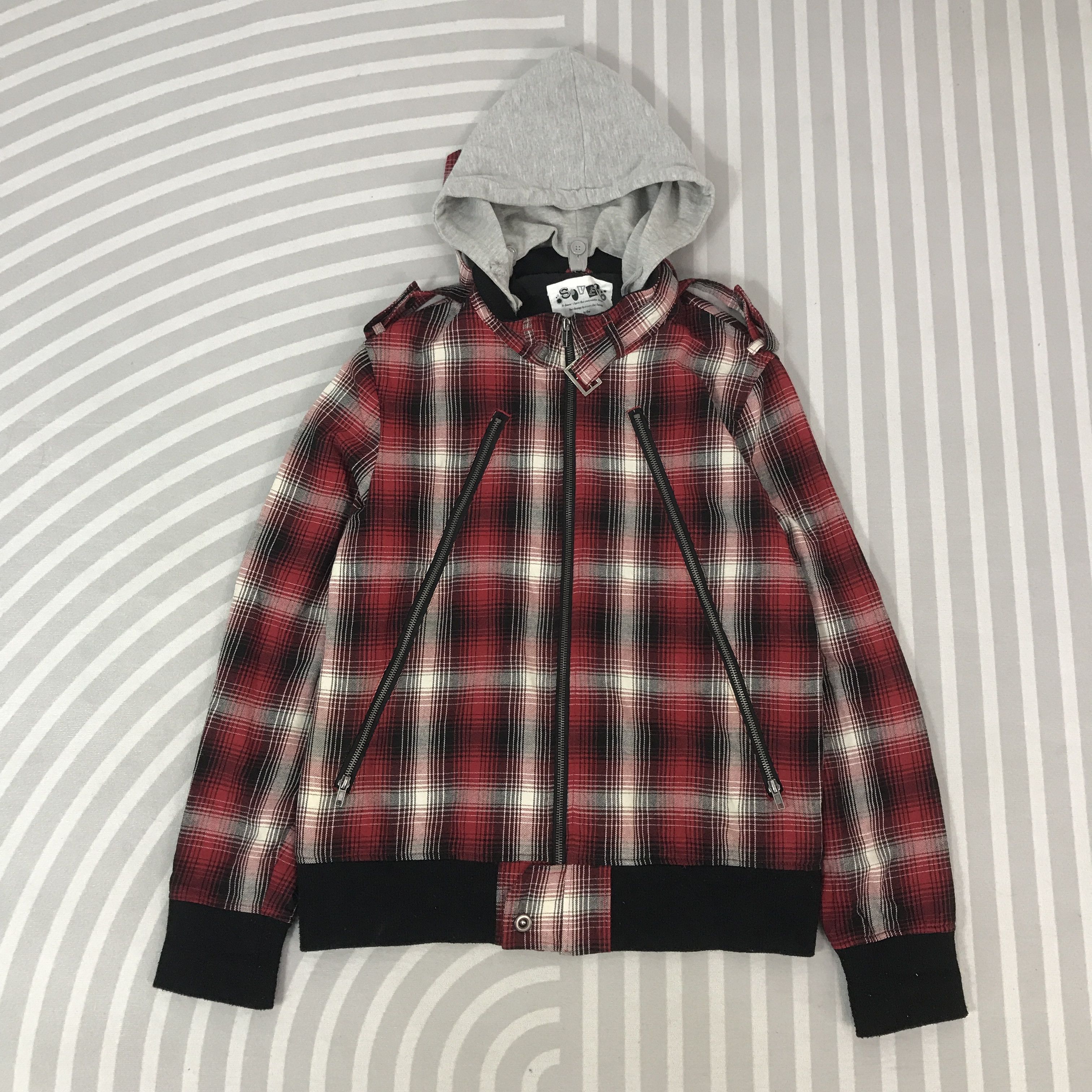 Japanese Brand Vintage Soves Punk Style tartan hoodie Jacket K62B17 Size US L / EU 52-54 / 3 - 1 Thumbnail