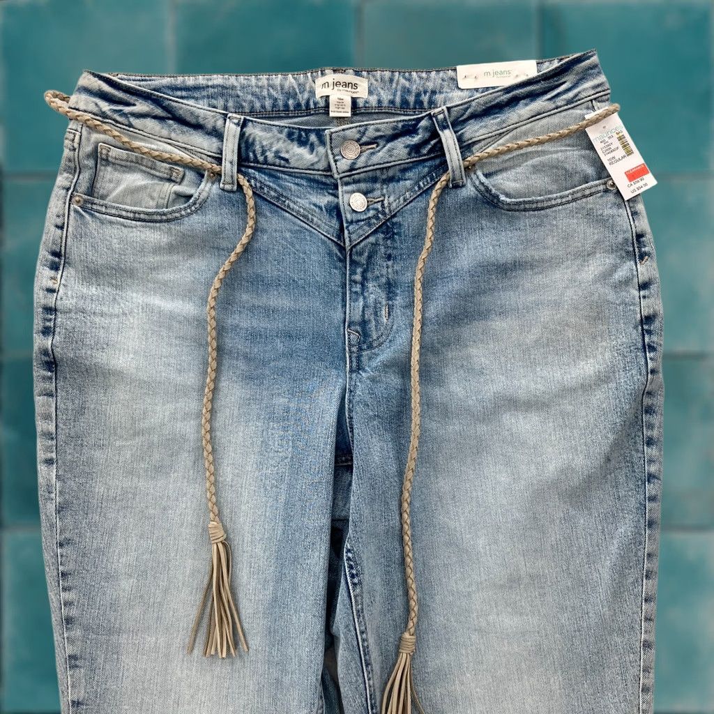 Vintage Maurices M Jeans Women's Plus 16W Kick Boot Ankle Blue Stretch Denim Belted NWT Jeans Size 38" / US 16 / IT 52 - 1 Thumbnail