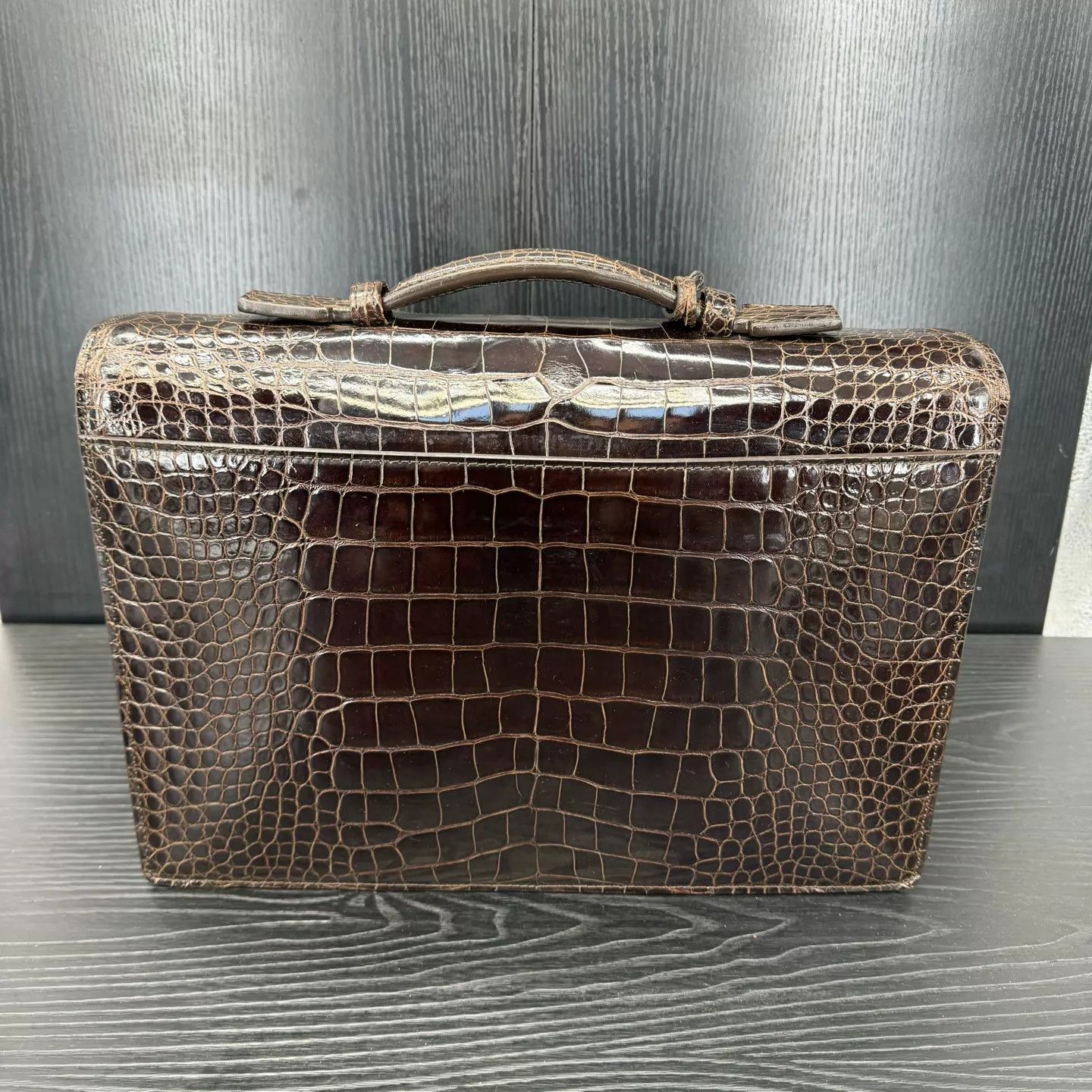 Ermenegildo Zegna Zegna Glossy Ebony Crocodile Briefcase 39X28X6cm Size ONE SIZE - 2 Thumbnail