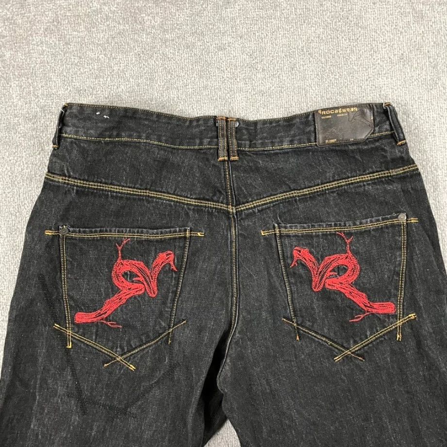 Rocawear VINTAGE ROCAWEAR Jeans Mens 40 x 32 Gray Denim Grunge Cyber Punk Emo Skater Wide Leg Y2K Retro Mens Size US 40 / EU 56 - 3 Thumbnail