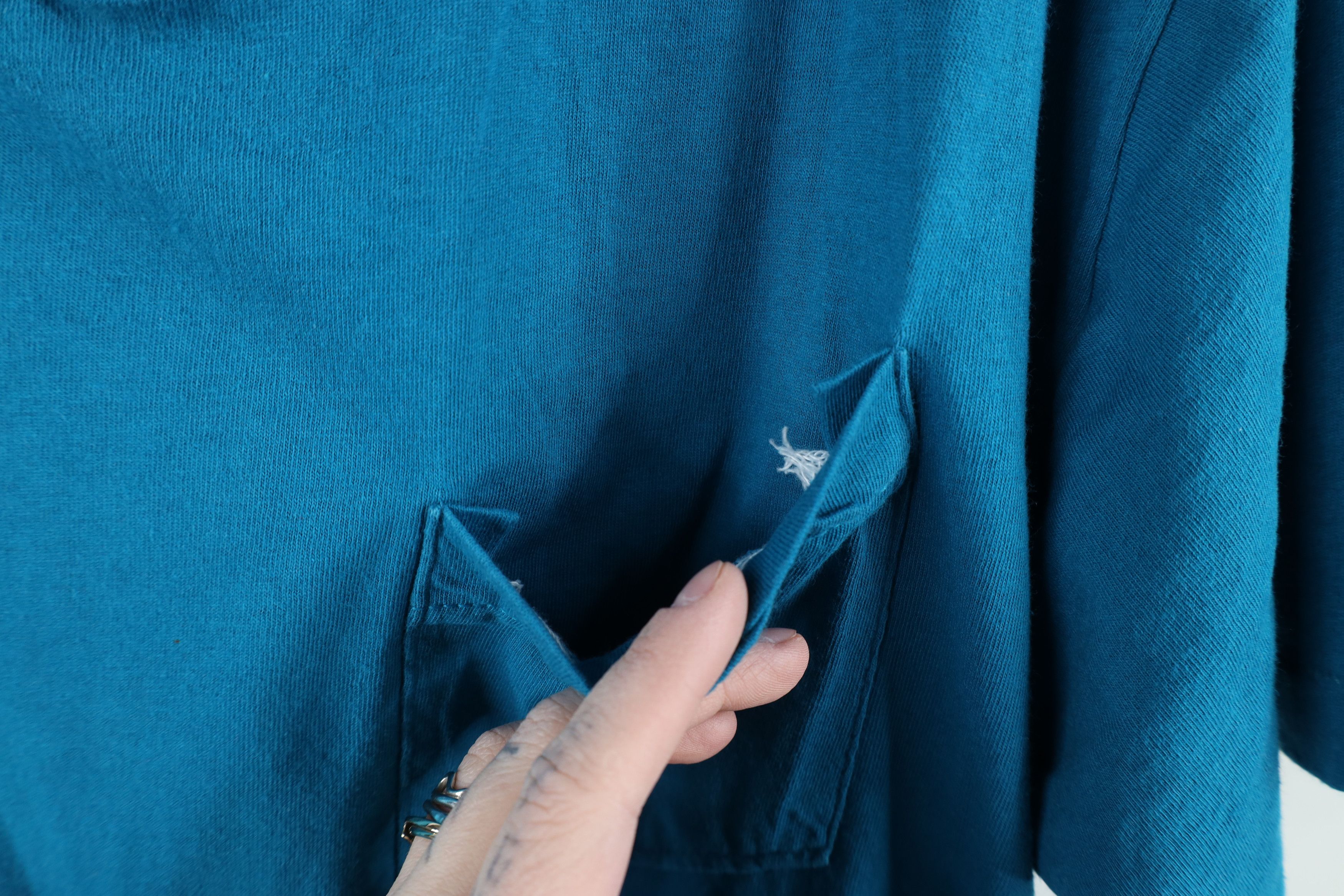 Vintage Vintage 90s Streetwear Blank Pocket T-Shirt Blue Cotton USA Size US XL / EU 56 / 4 - 4 Thumbnail