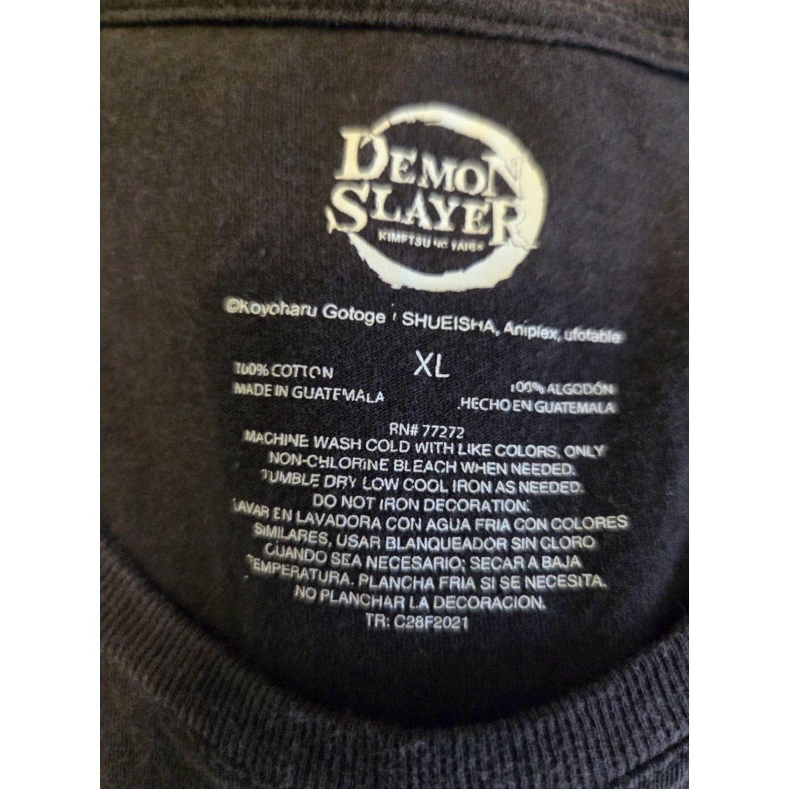 Vintage Demon Slayer T-Shirt Womens XL Black Crew Neck Short Sleeve Official Group Panel Kimetsu No Yaiba Size XL / US 12-14 / IT 48-50 - 2 Thumbnail
