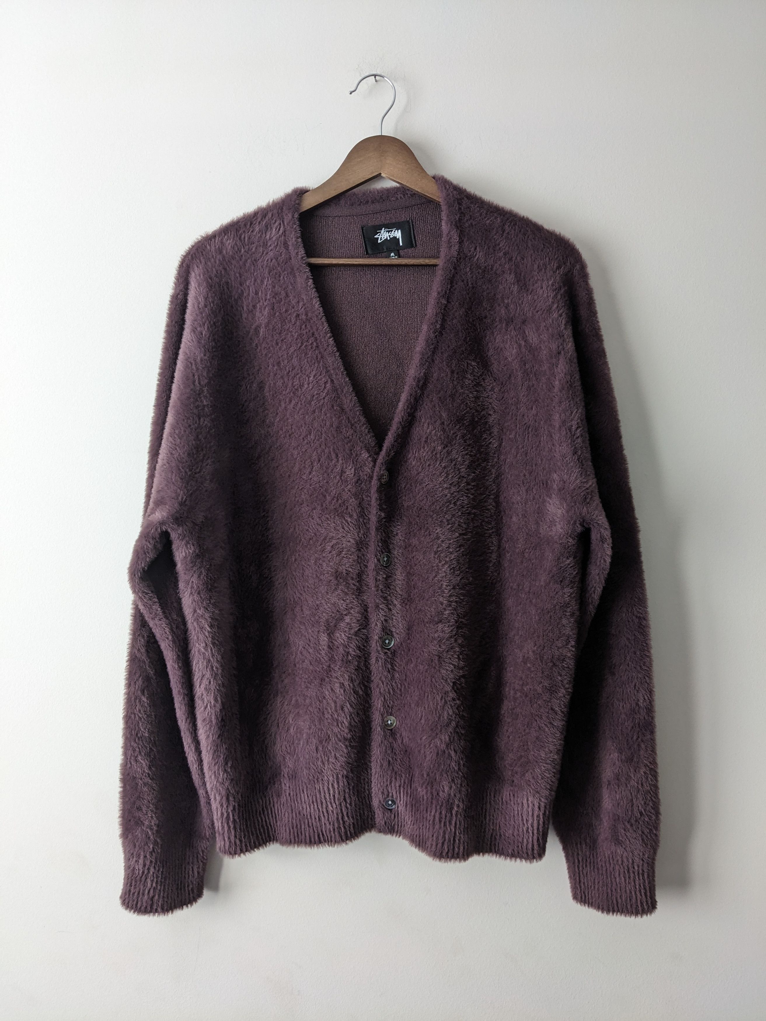 Stussy Stussy Shaggy Cardigan Eggplant | Grailed