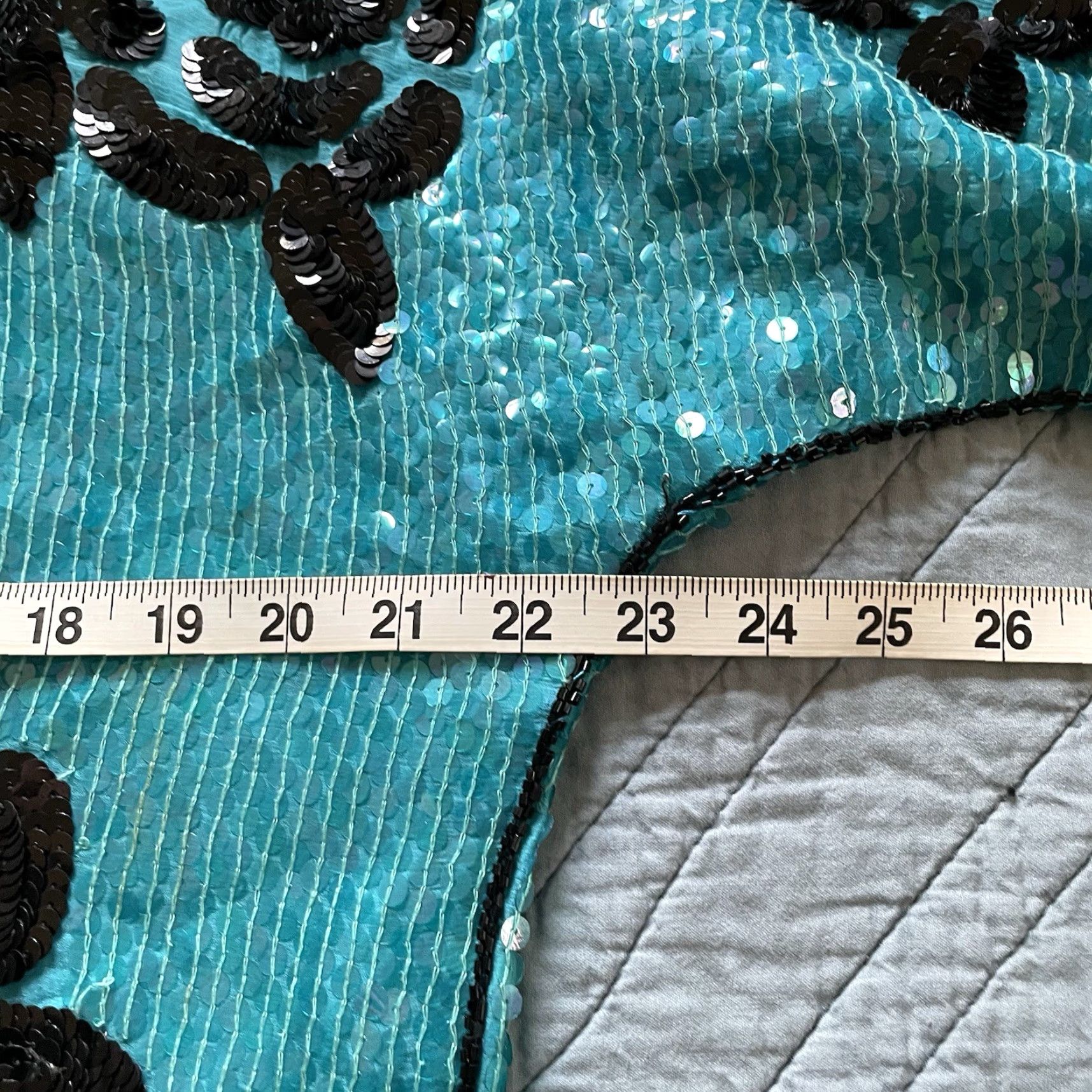 Joseph VINTAGE Joseph Le Bon Top Blouse Silk Sequin Turquoise Black Roses 80s 90s Party/Cocktail Women L Blue/Blue Mens Women Size L / US 10 / IT 46 - 7 Thumbnail