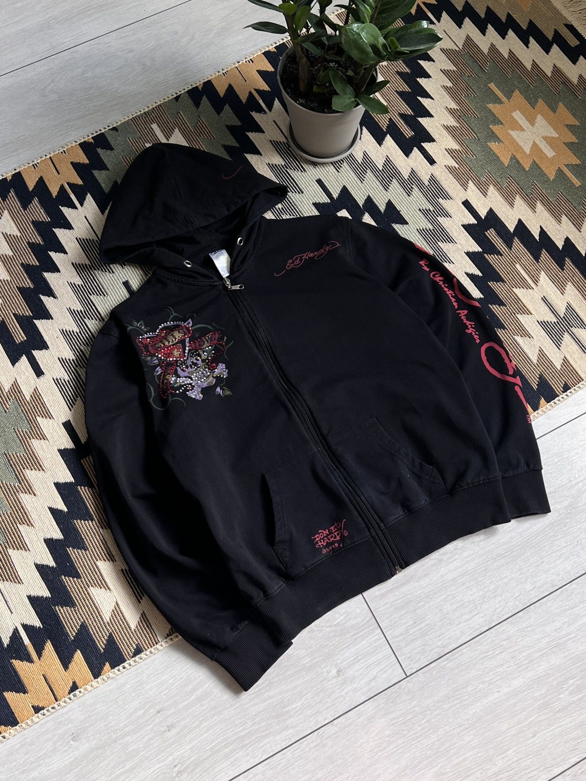 Christian Audigier Ed Hardy by Christian Audigier Big Logo Y2k Zip Hoodie Size S / US 4 / IT 40 - 4 Thumbnail