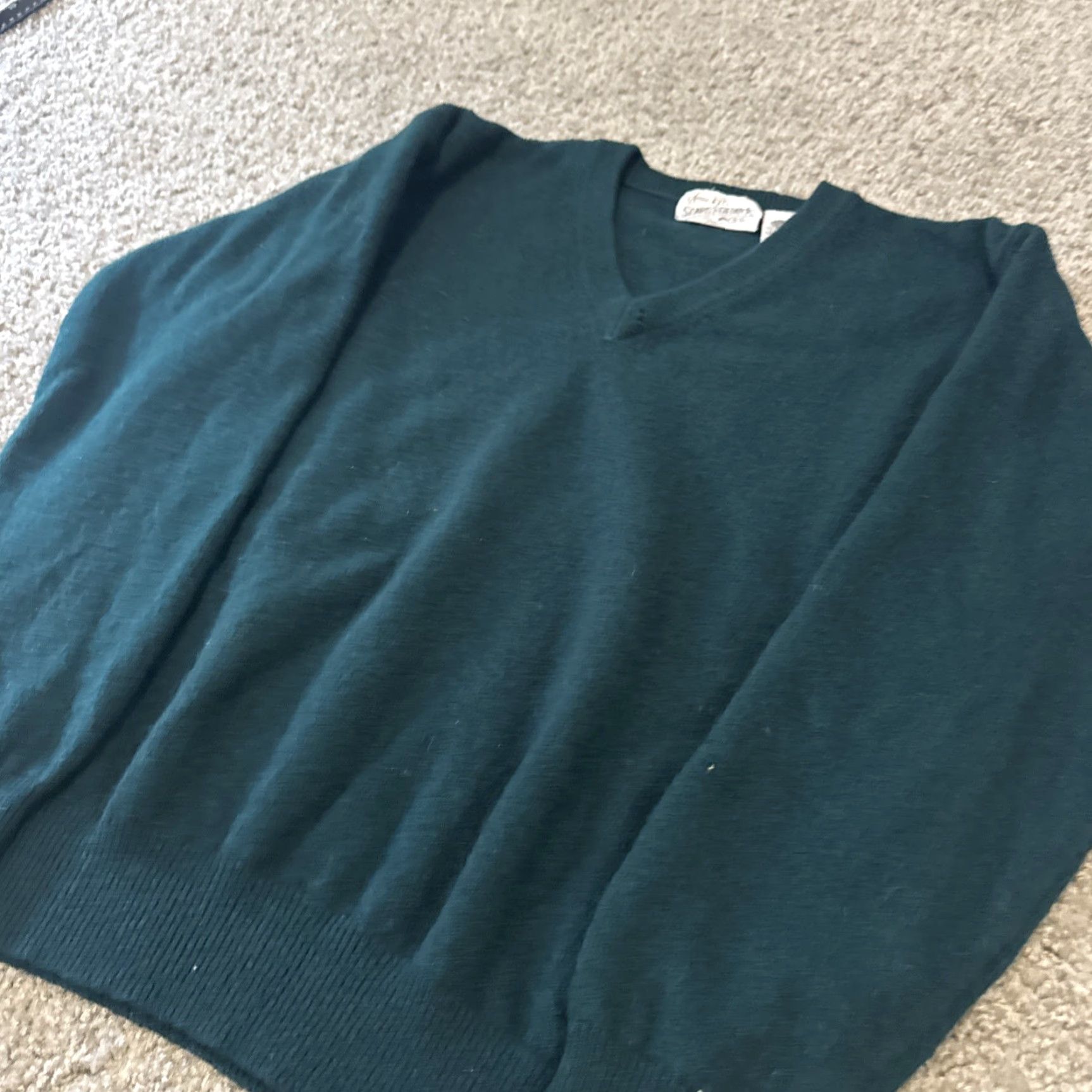Sears VINTAGE Sears & Roebuck Green Wool Knit V-Neck Sweater L Mens Pullover Size US L / EU 52-54 / 3 - 4 Thumbnail