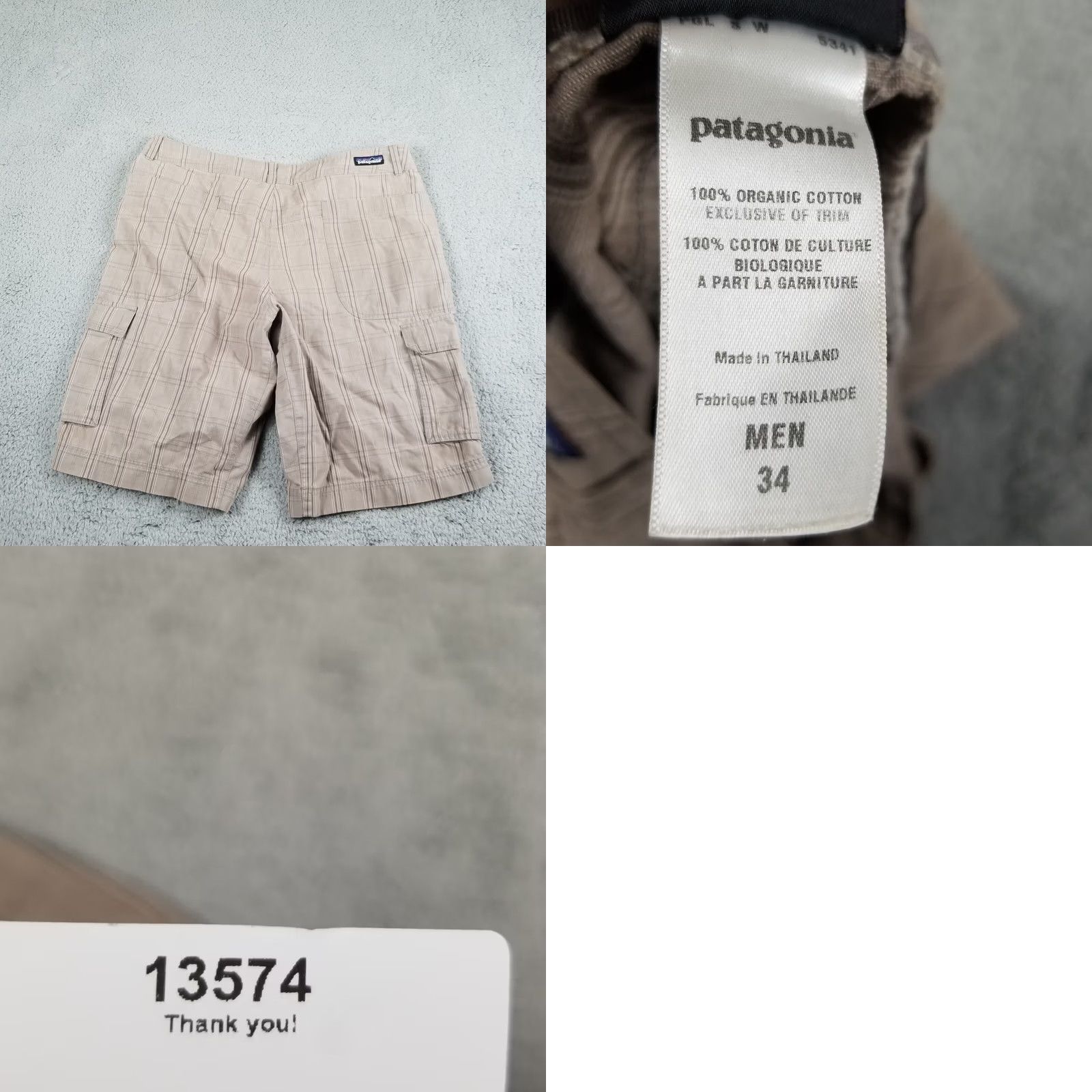 Patagonia Patagonia Cargo Shorts Men 34 Plaid Beige Organic Cotton Khaki, Casual, Regular Fit, 11in Inseam, Zip Fly, Pocket Size US 34 / EU 50 - 8 Thumbnail