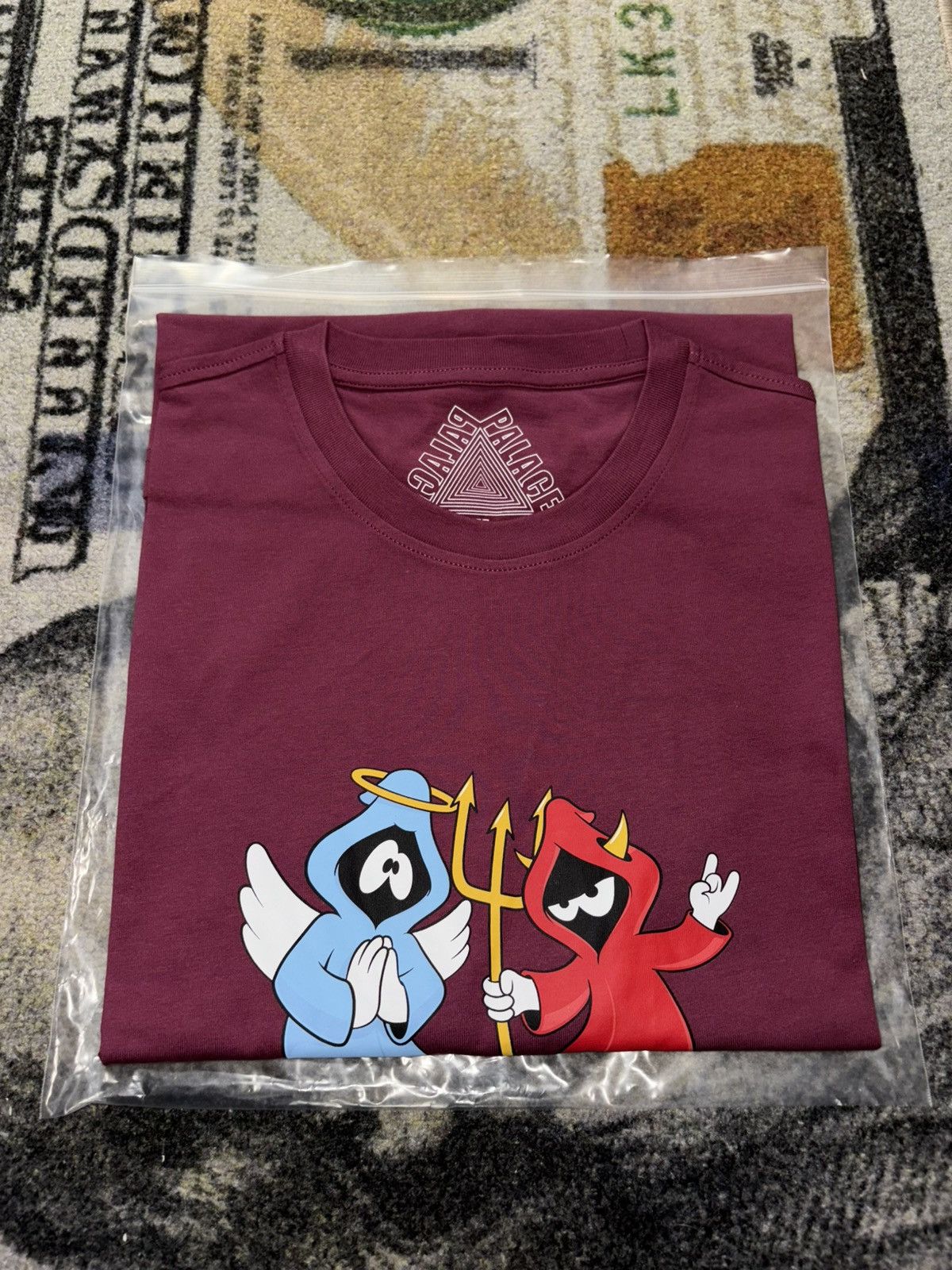 Palace Palace Right and Wrong T-Shirt Bergundy Size US XL / EU 56 / 4 - 2 Thumbnail
