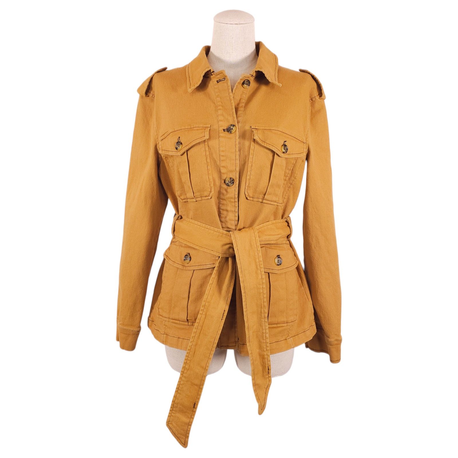 AVEC LES FILLES Avec Les Filles Belted Safari Jacket Camel Tan Sz Medium Size M / US 6-8 / IT 42-44 - 1 Thumbnail