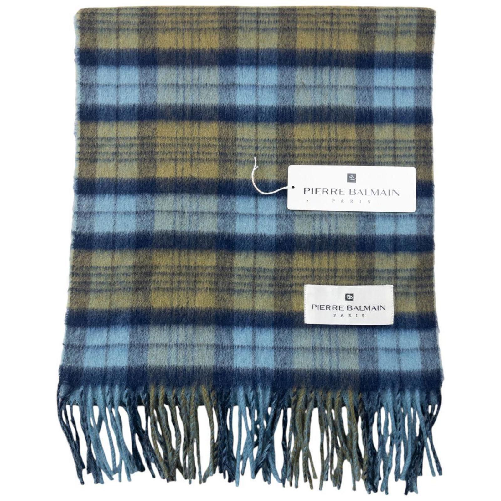 Pierre Balmain Vintage 90s Pierre Balmain Checkered Wool Tassel Scarf Size ONE SIZE - 1 Thumbnail