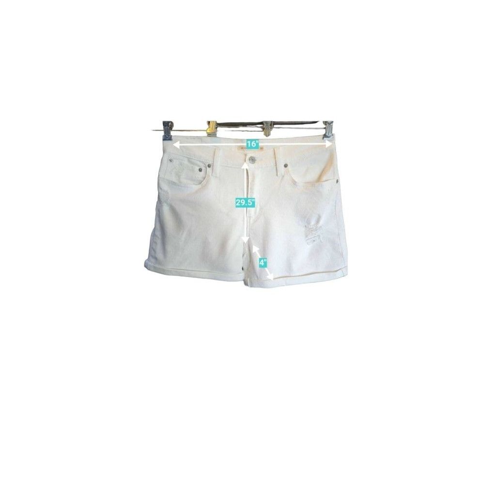 Levi's Levi's Rolled Cuff Mid Shorts White Distressed Denim Size30 Size 30" / US 8 / IT 44 - 5 Thumbnail