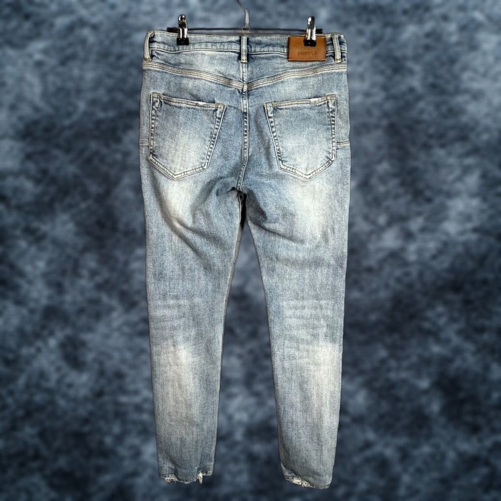 Denime Purple Style Jeans Mens 31 Blue Distressed Light Wash Denim Skinny Pullover? Size US 31 - 1 Thumbnail