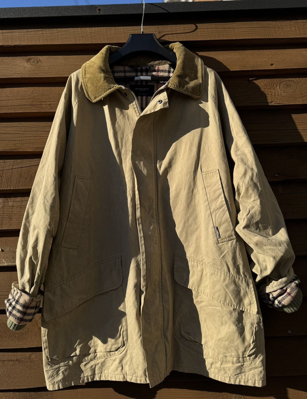 Burberry Vintage 90s Burberry London Beige Quilted Jacket Waxed Size US XL / EU 56 / 4 - 3 Thumbnail