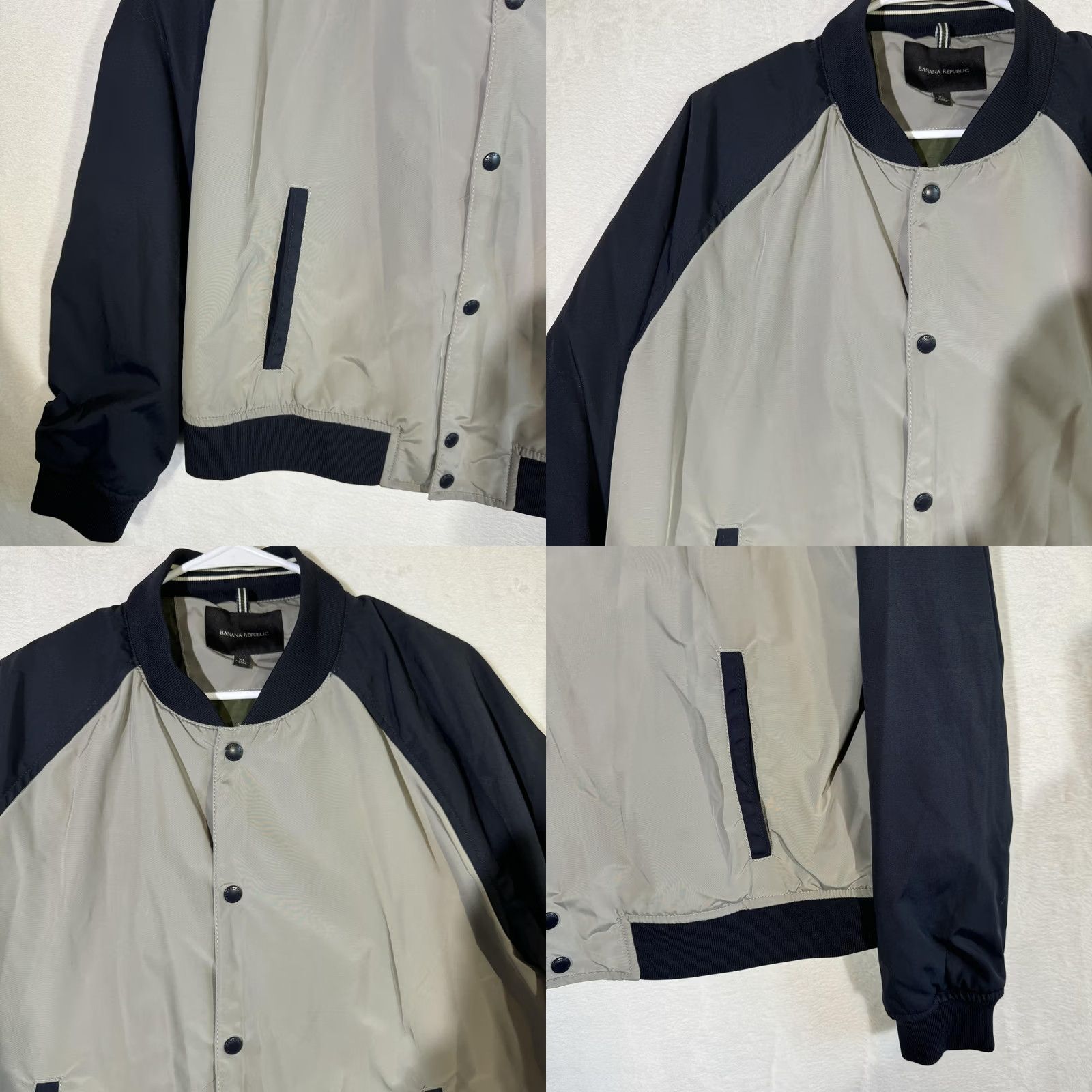 Banana Republic Banana Republic Jacket Mens XL Gray Navy Blue Bomber Varsity Snap Front Size US XL / EU 56 / 4 - 8 Thumbnail