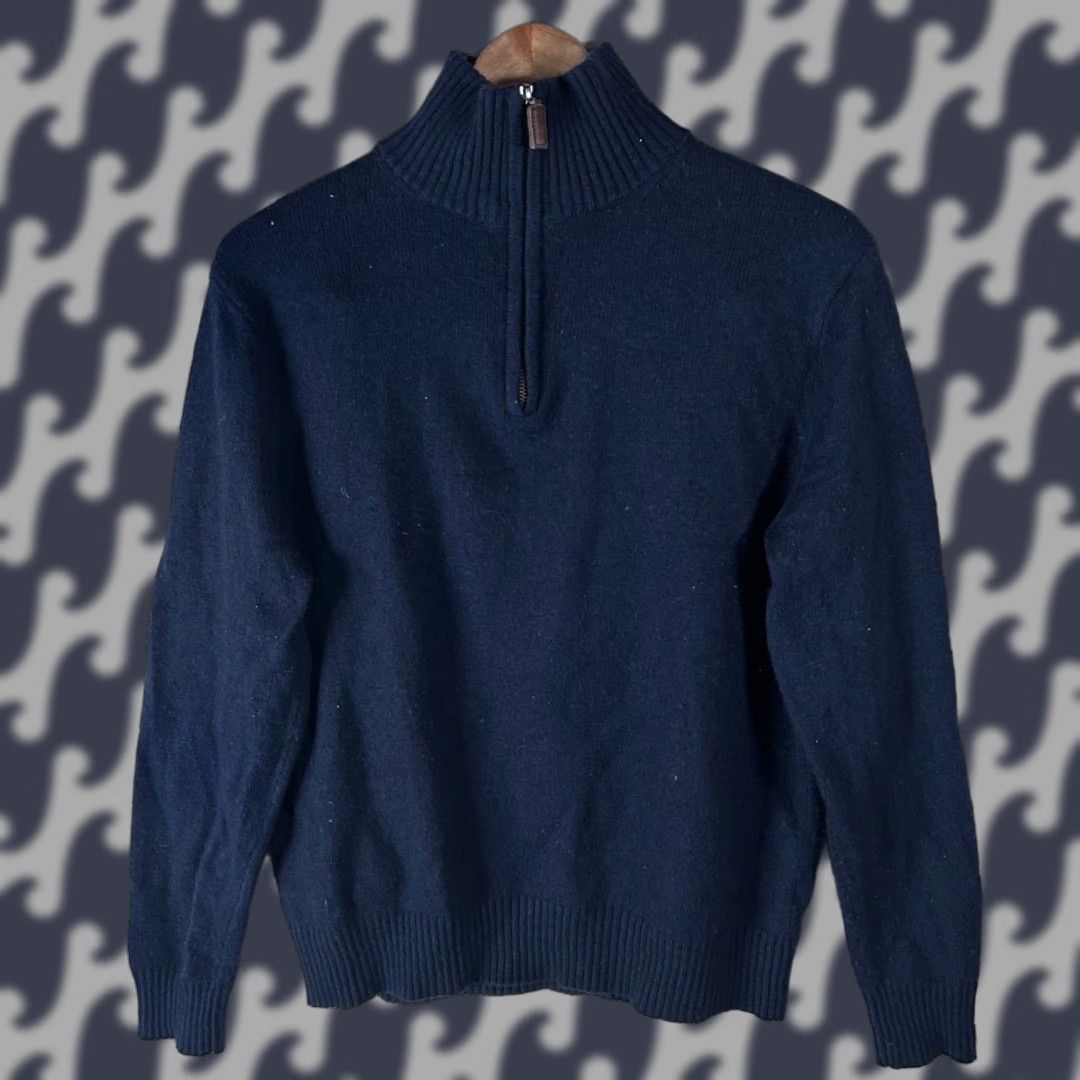 J.Crew J.Crew Mercantile Mens Navy Blue Lambswool Blend Quarter Zip Sweater Medium Size US M / EU 48-50 / 2 - 1 Thumbnail