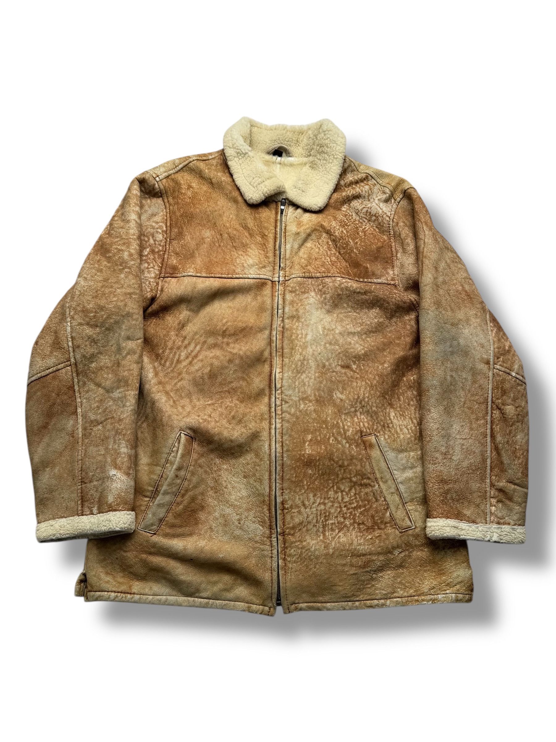 Vintage Y2K Faded Real Sheepskin Coat(V363) Size US M / EU 48-50 / 2 - 1 Thumbnail