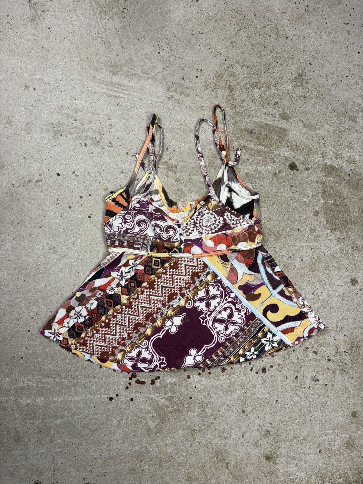 Just Cavalli 2000s Just Cavalli Beaded Double Strap Top Patchwork Corset Size XS / US 0-2 / IT 36-38 - 2 Thumbnail
