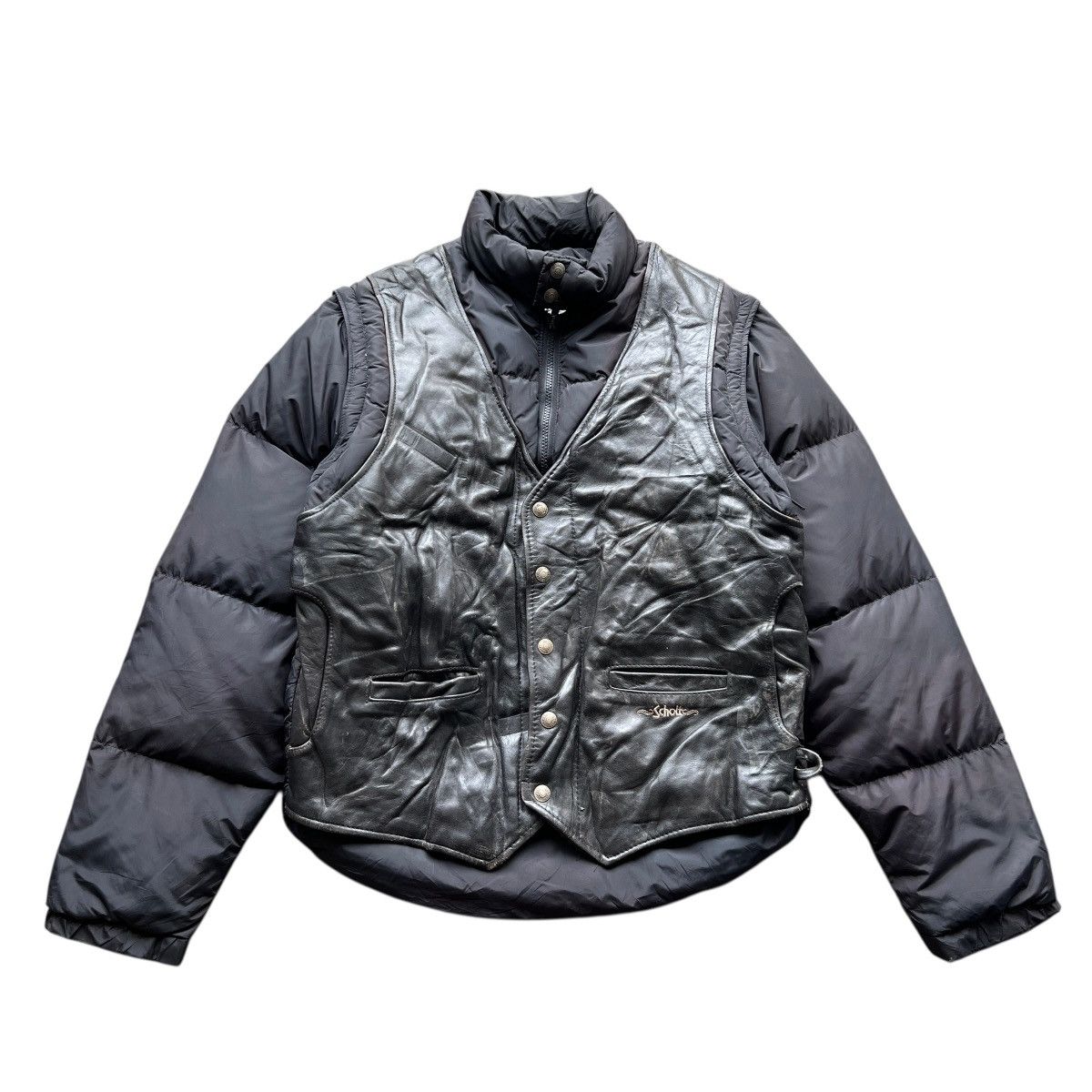 Schott Vintage Schott Goose Down Goose Feathers Hybrid Puffer Size US L / EU 52-54 / 3 - 1 Thumbnail