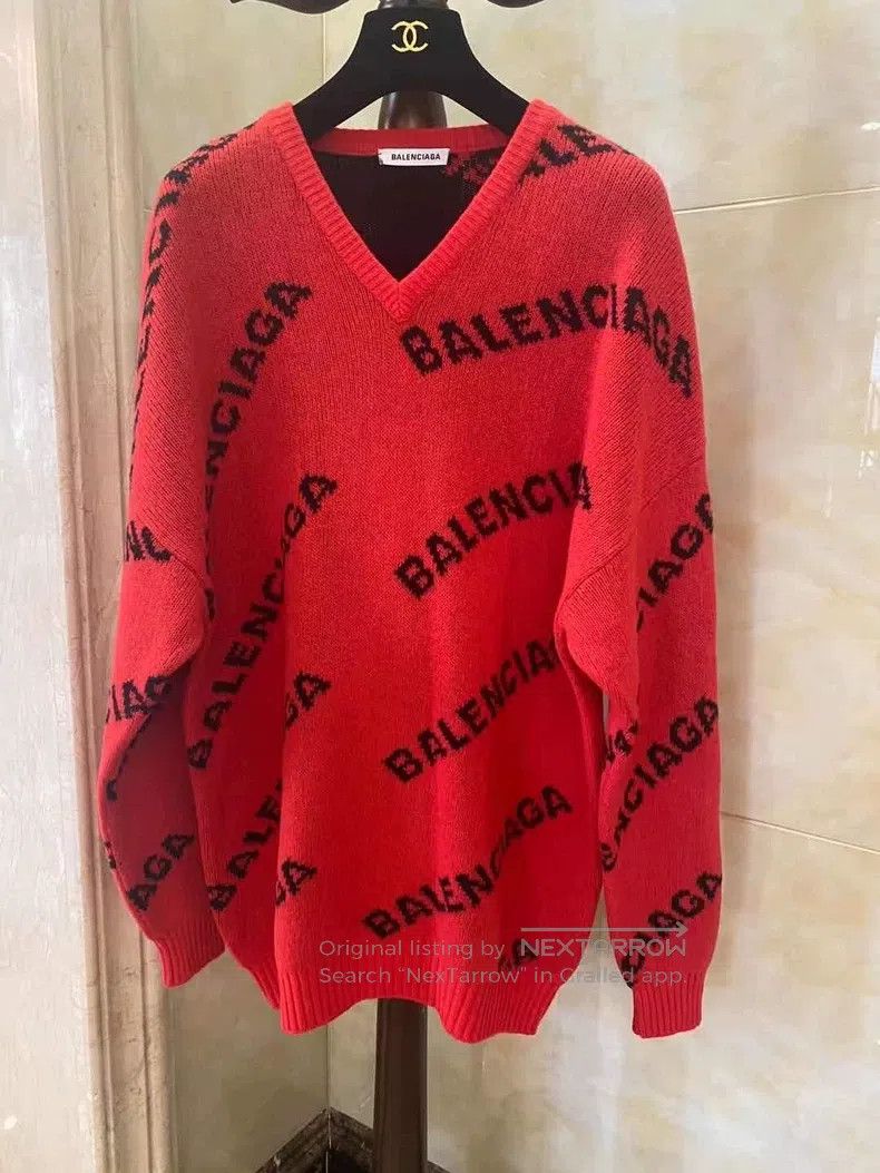 Balenciaga Balenciaga Red Full Letter Knitwear Size XS / US 0-2 / IT 36-38 - 3 Thumbnail