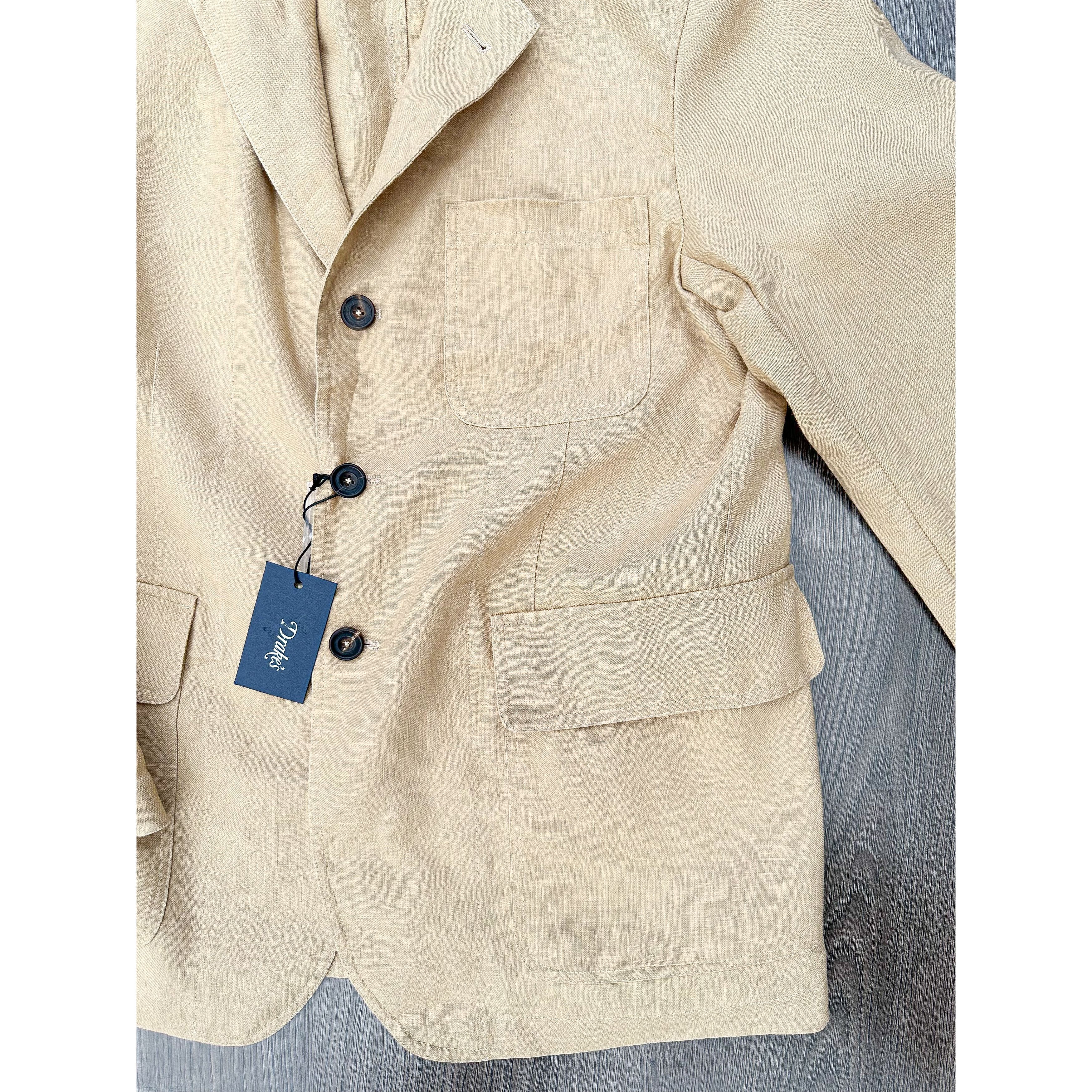 Drake's Drake's Linen Stone Unstructured Suit Blazer Jacket Size 46R - 5 Thumbnail