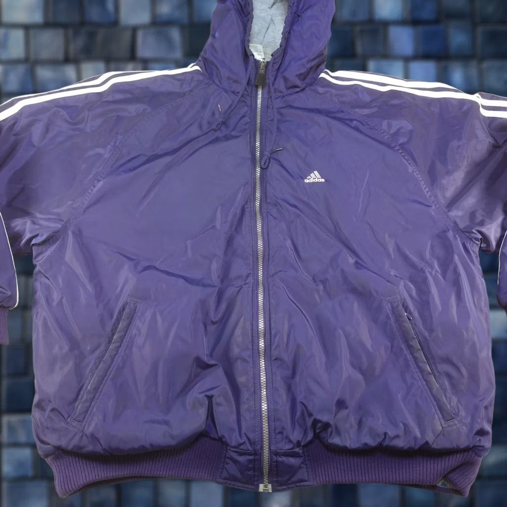 Adidas VINTAGE Adidas Jacket Mens XL Purple Gray Reversible Y2K Track Bomber Fleece Size US XL / EU 56 / 4 - 1 Thumbnail
