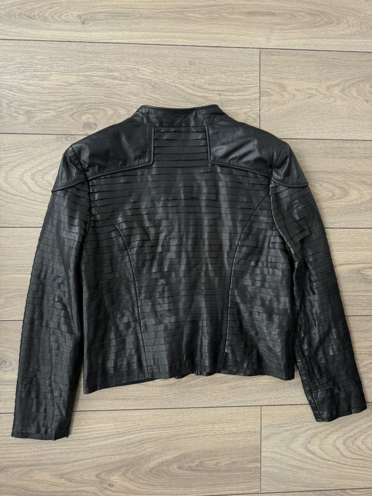 Reiss REISS Leather Jacket Avant-Garde Panelled Design Minimalist Size L / US 10 / IT 46 - 8 Thumbnail