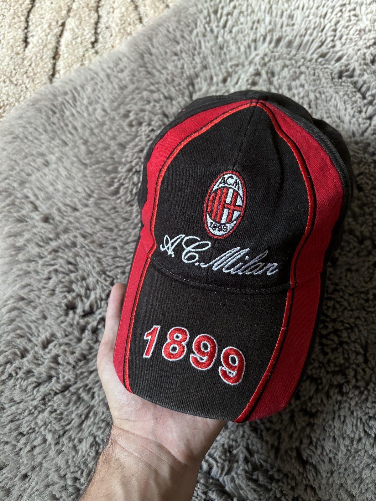 Vintage Milan Cap Vintage Faded Big Logo Soccer hat Size ONE SIZE - 2 Thumbnail