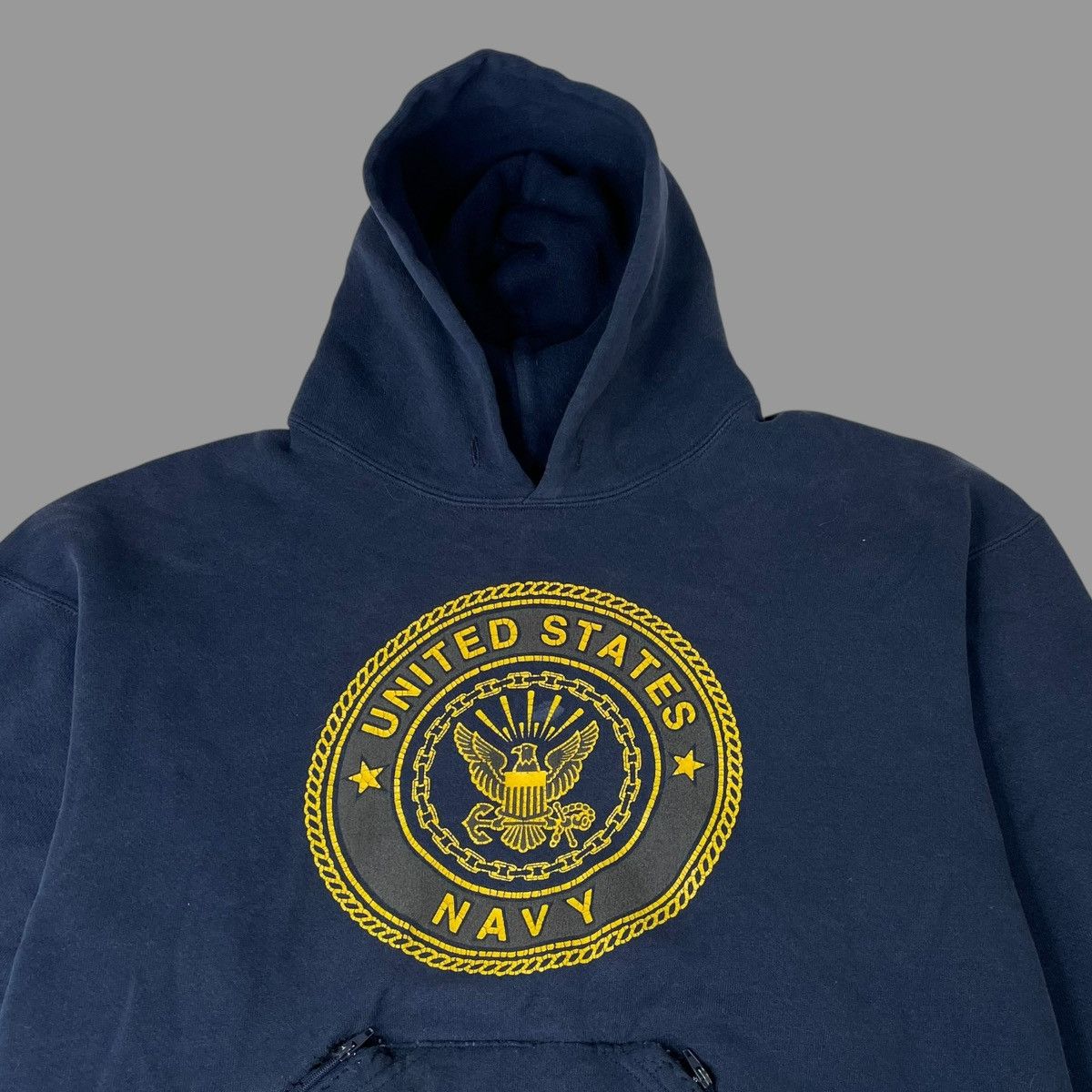 Vintage Vintage u.s. navy zip pocket hoodie Size US L / EU 52-54 / 3 - 3 Thumbnail