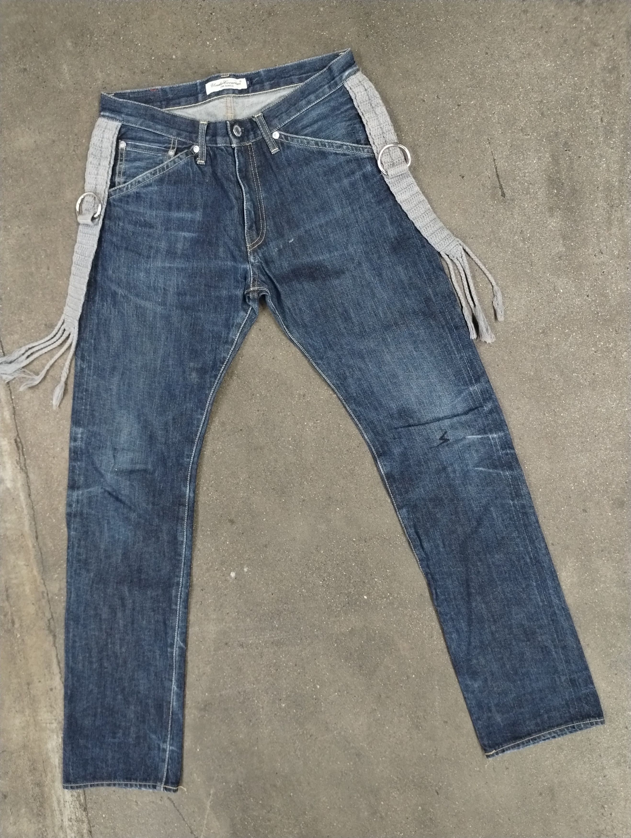 image of Undercover Tassel Distressed Bolt Denim in Blue, Men's (Size 30)